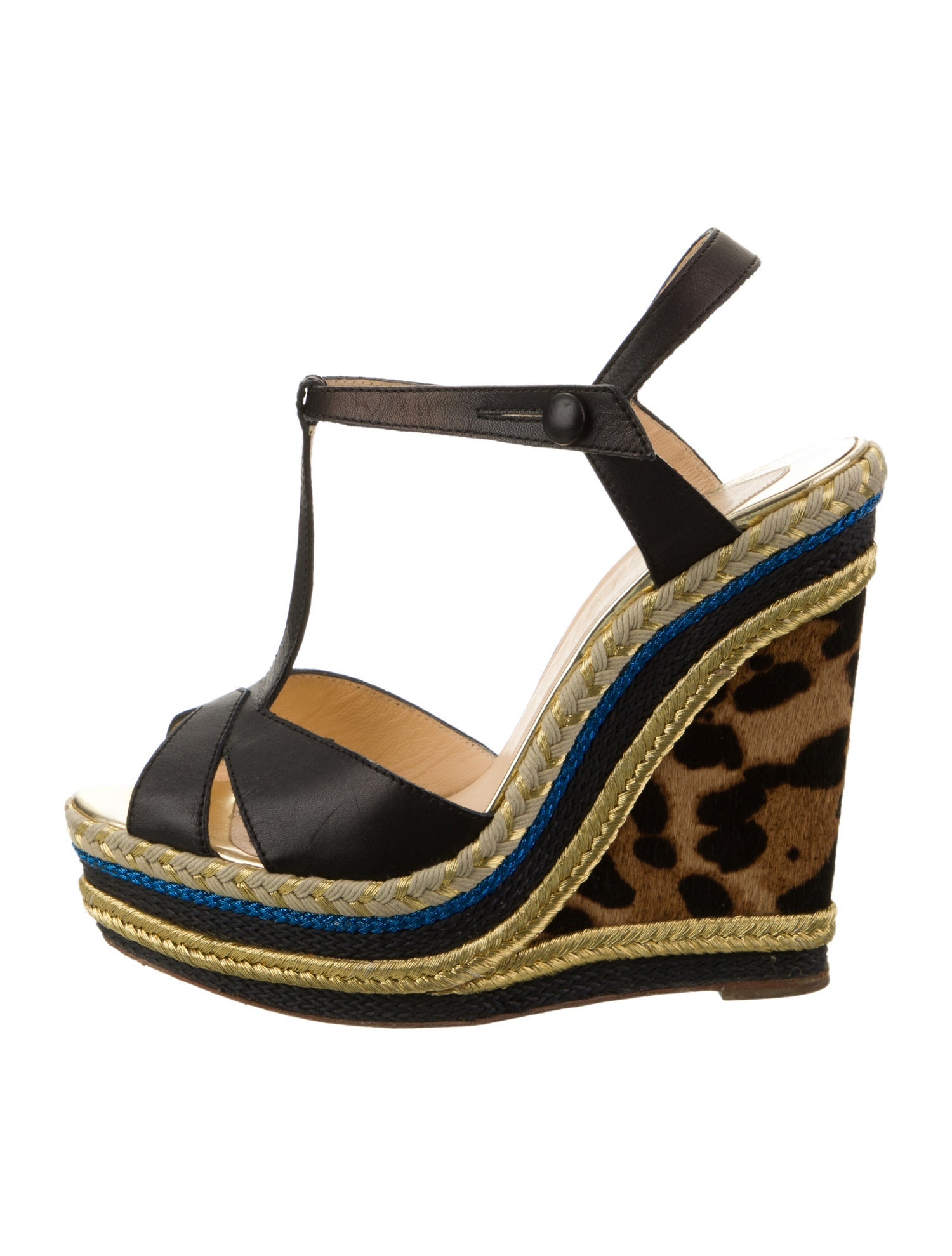 Christian Louboutin Leather Animal Print Espadrilles