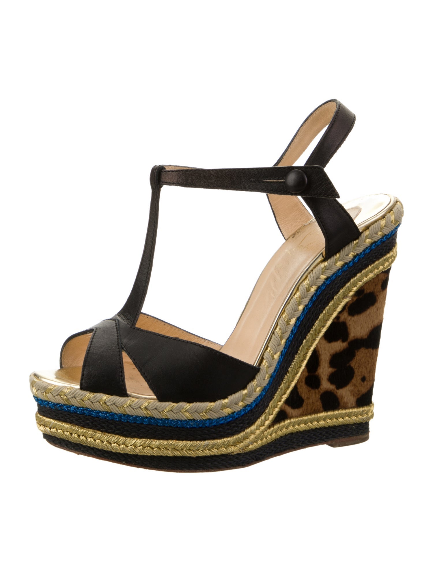 Christian Louboutin Leather Animal Print Espadrilles