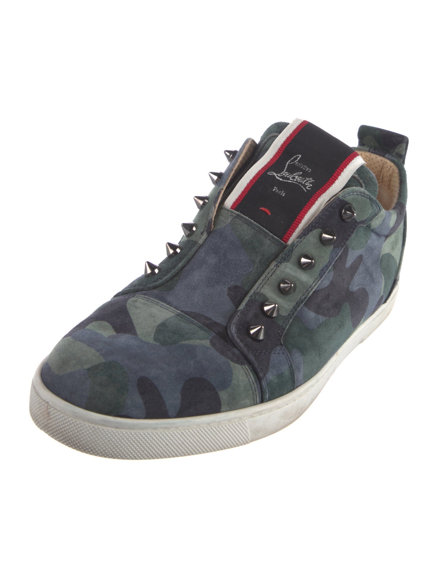 Christian Louboutin Spike Accents Suede Sneakers