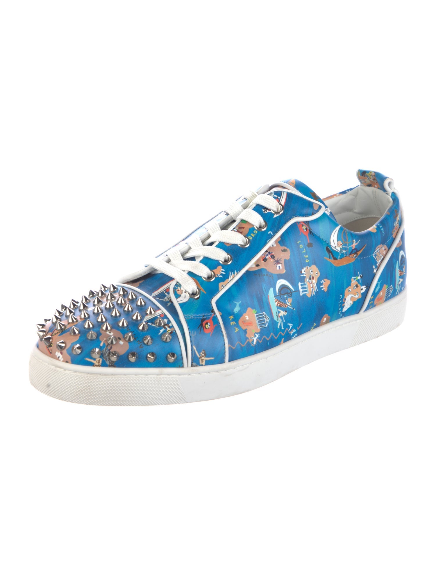 Christian Louboutin Spike Accents Leather Sneakers