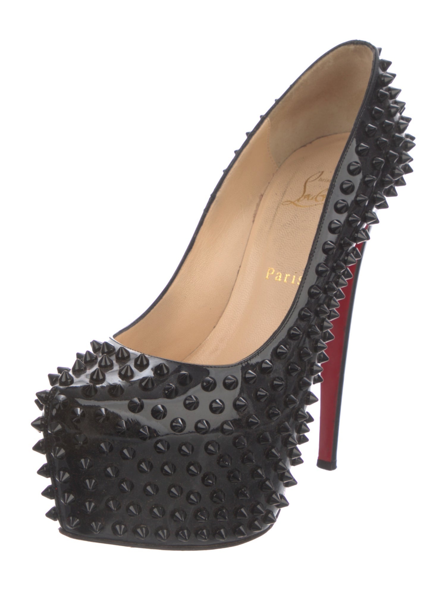 Christian Louboutin Spike Accents Patent Leather Pumps