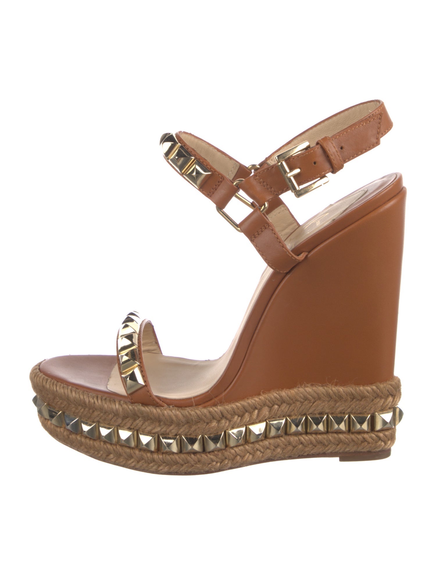 Christian Louboutin Rockstud Accents Leather Espadrilles