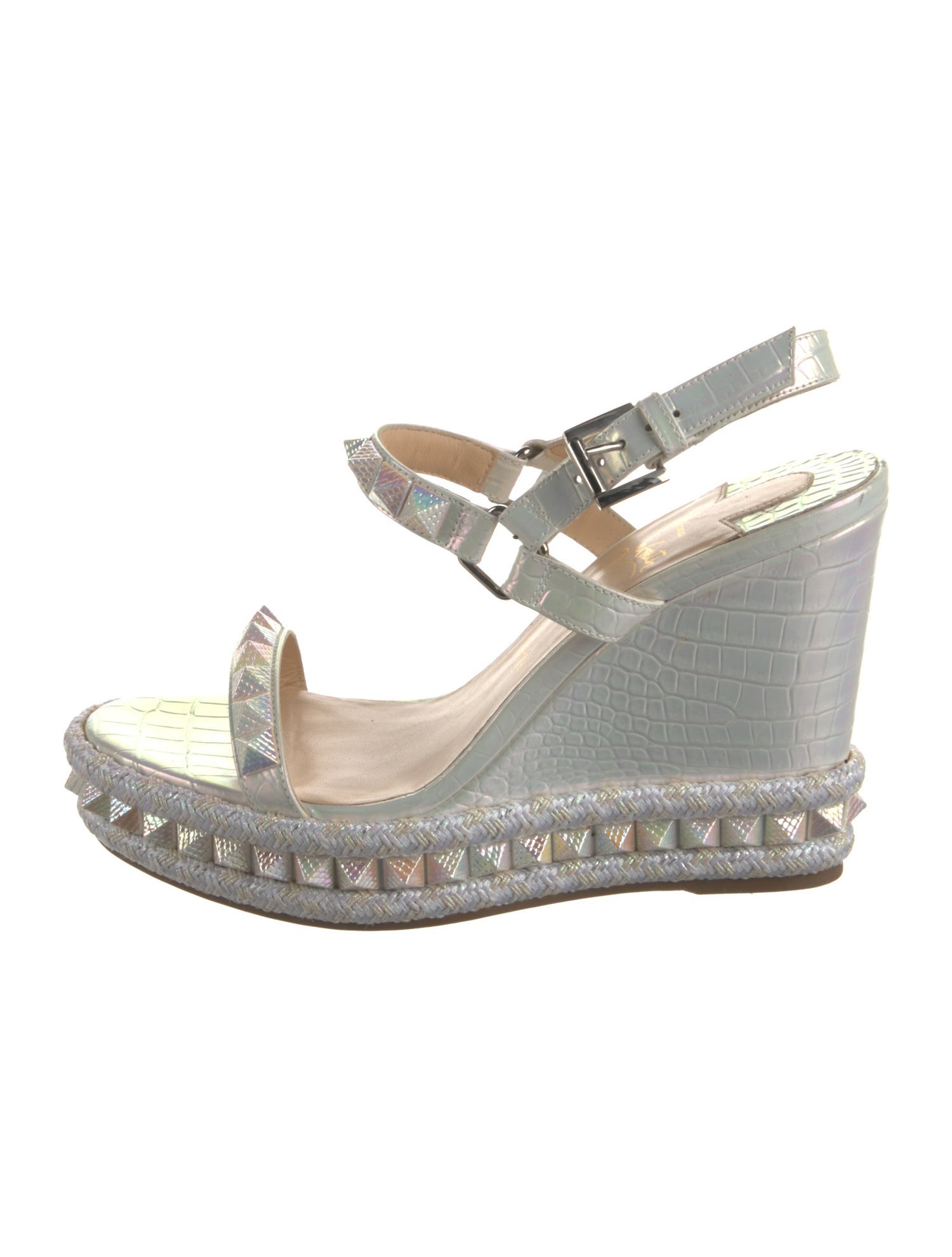 Christian Louboutin Rockstud Accents Leather Espadrilles