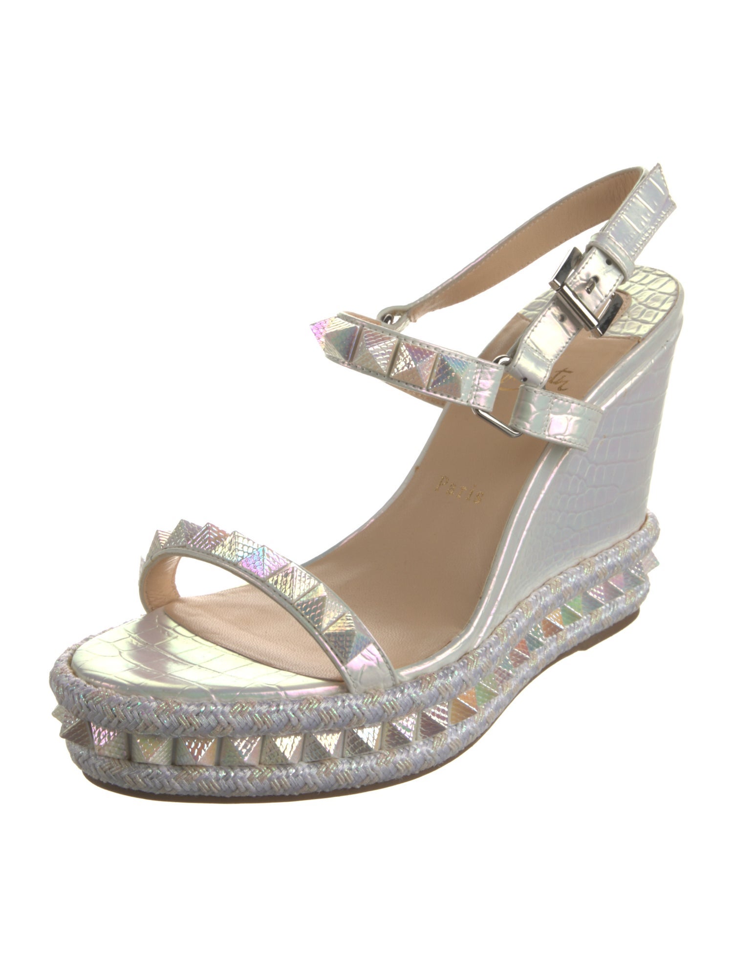 Christian Louboutin Rockstud Accents Leather Espadrilles