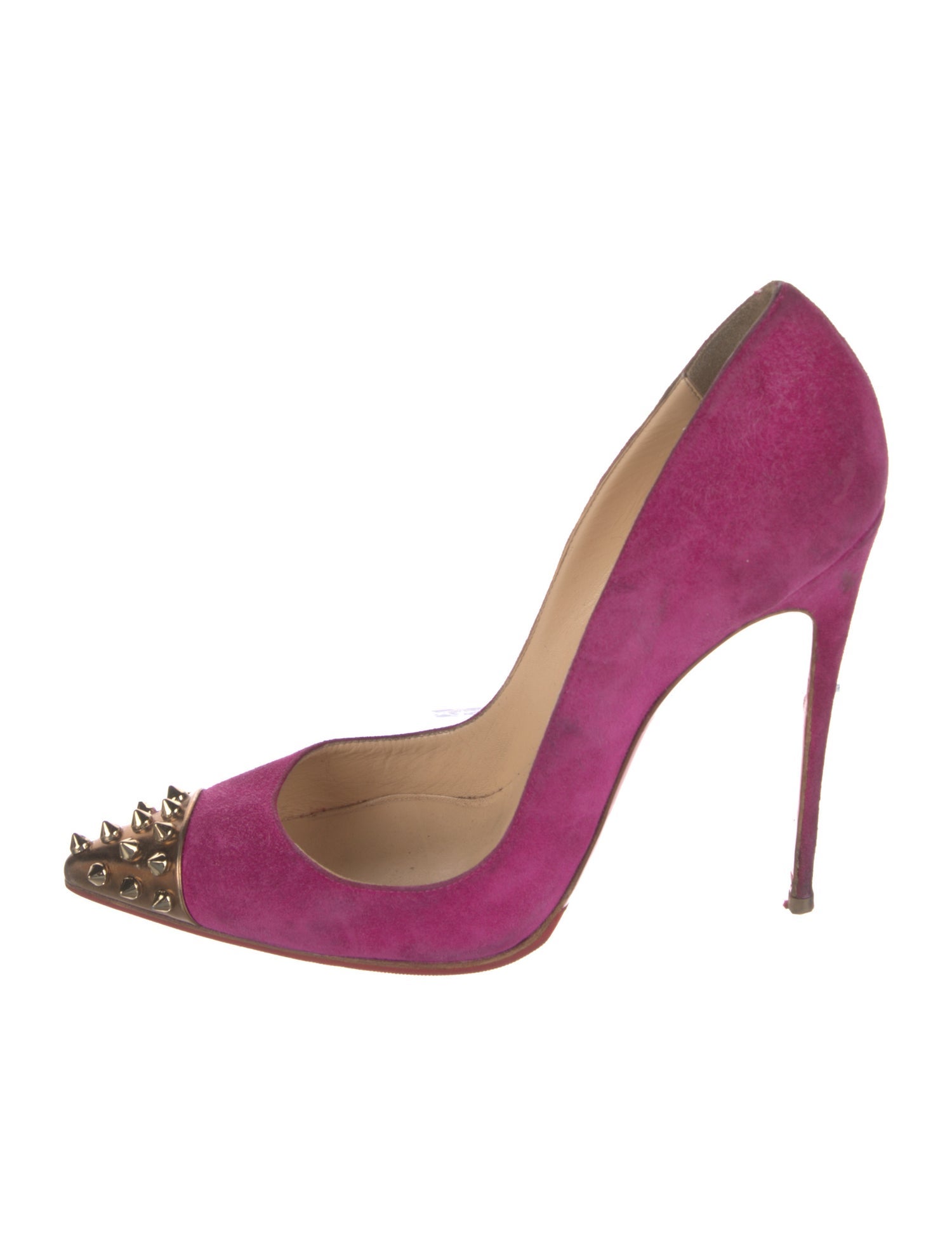 Christian Louboutin Spike Accents Suede Pumps