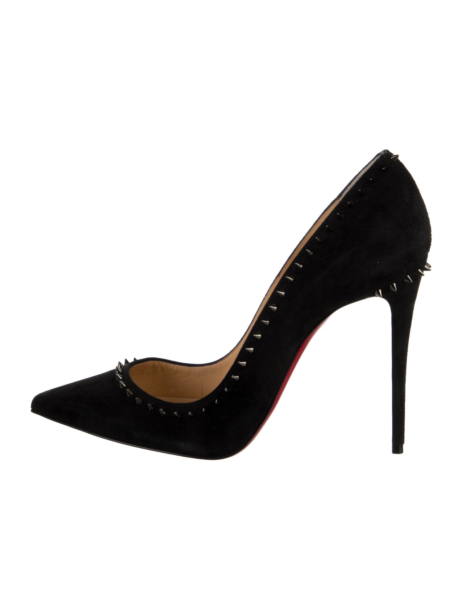 Christian Louboutin Spike Accents Suede Pumps