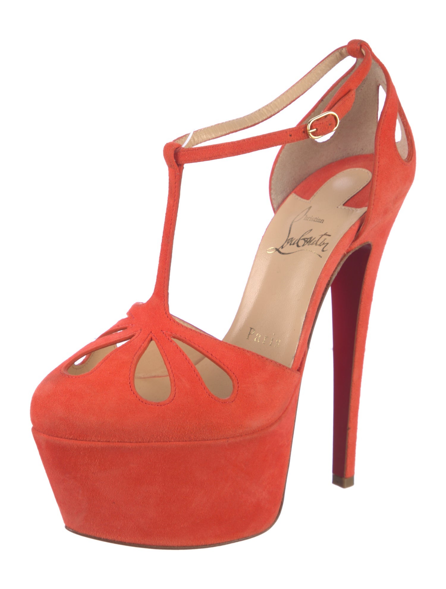 Christian Louboutin Suede T-Strap Pumps