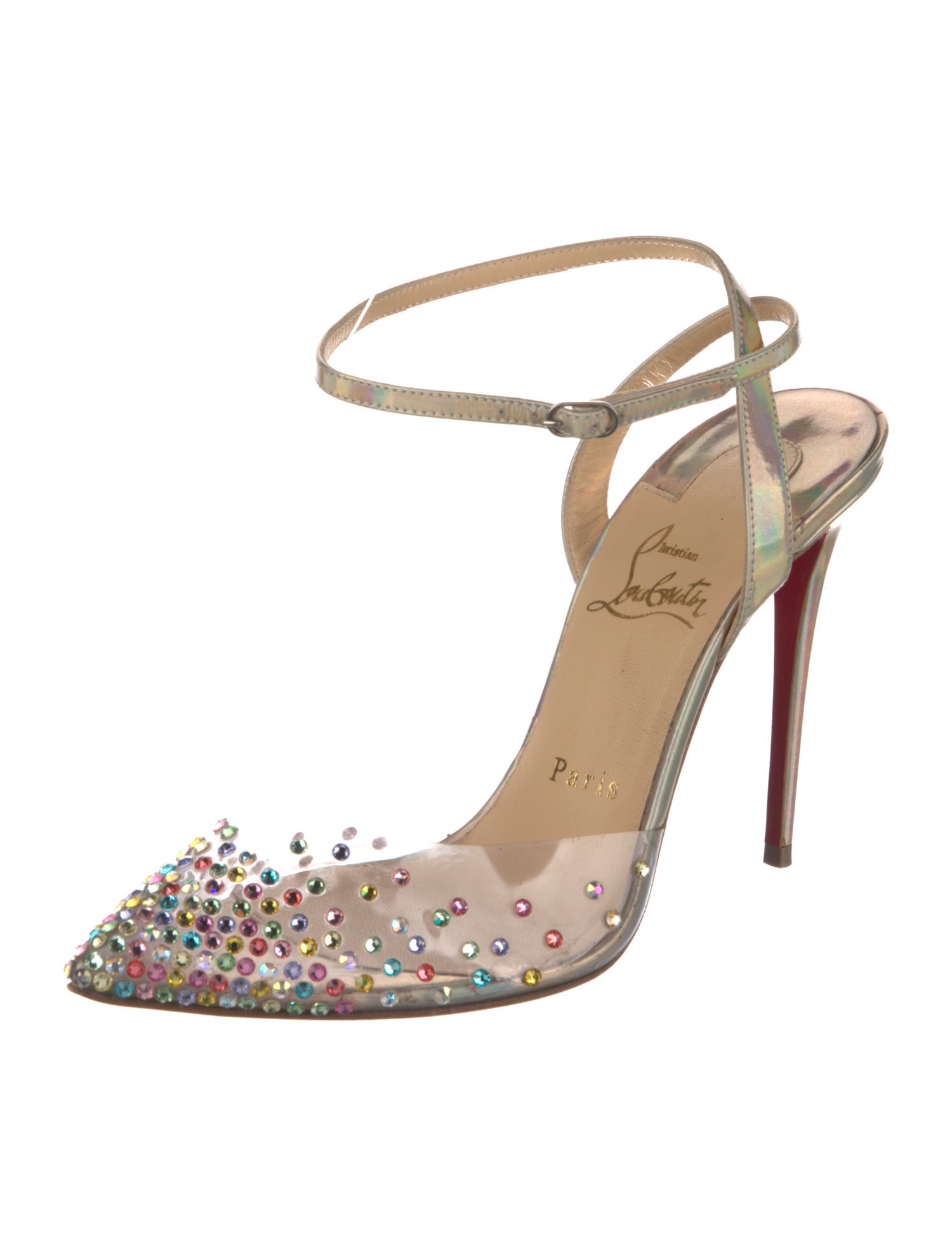 Christian Louboutin PVC Crystal Embellishments Slingback Pumps