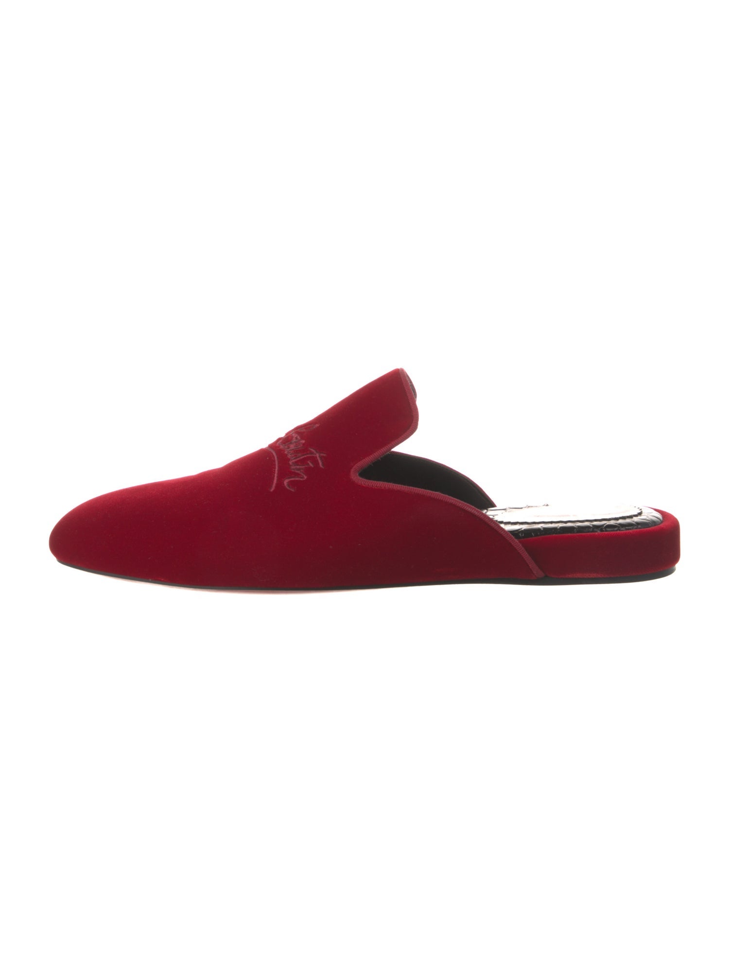 Christian Louboutin Velvet Embroidered Accent Slippers