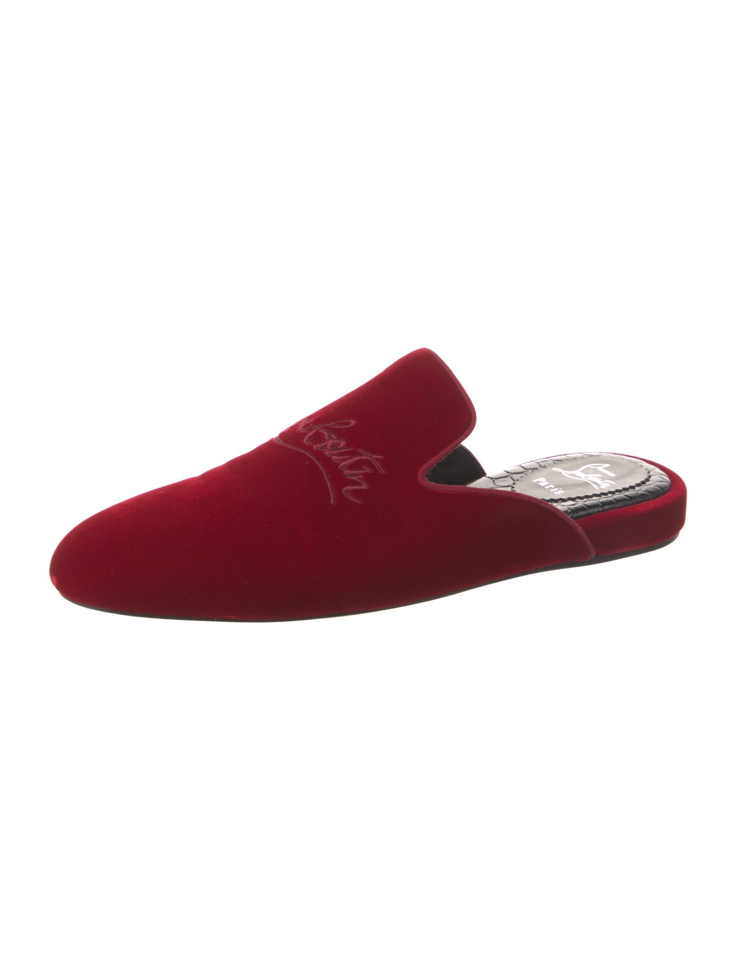Christian Louboutin Velvet Embroidered Accent Slippers