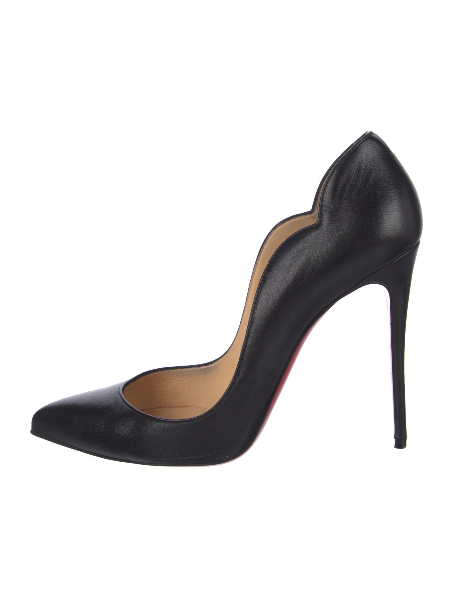 Christian Louboutin Leather Scalloped Accent Pumps