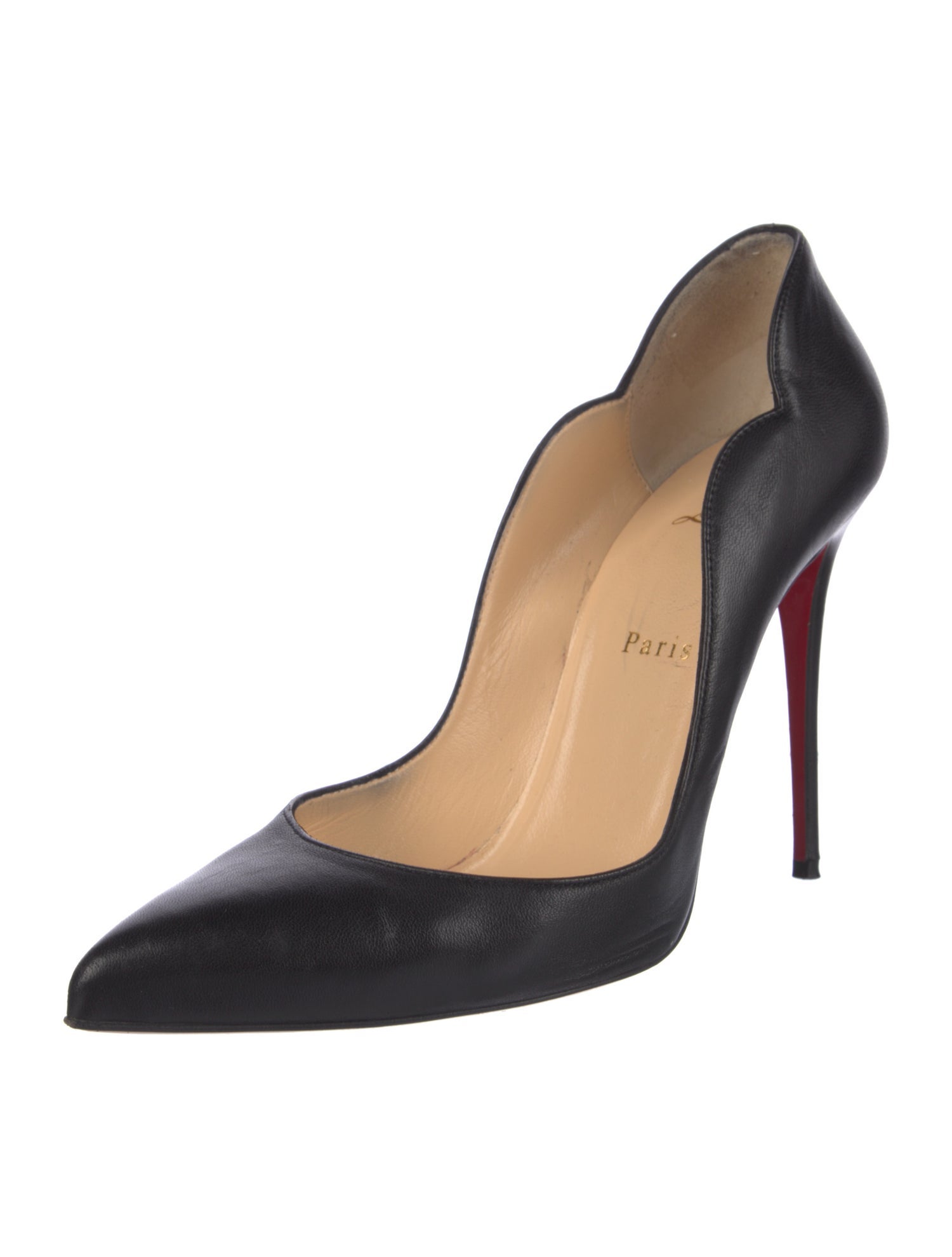 Christian Louboutin Leather Scalloped Accent Pumps
