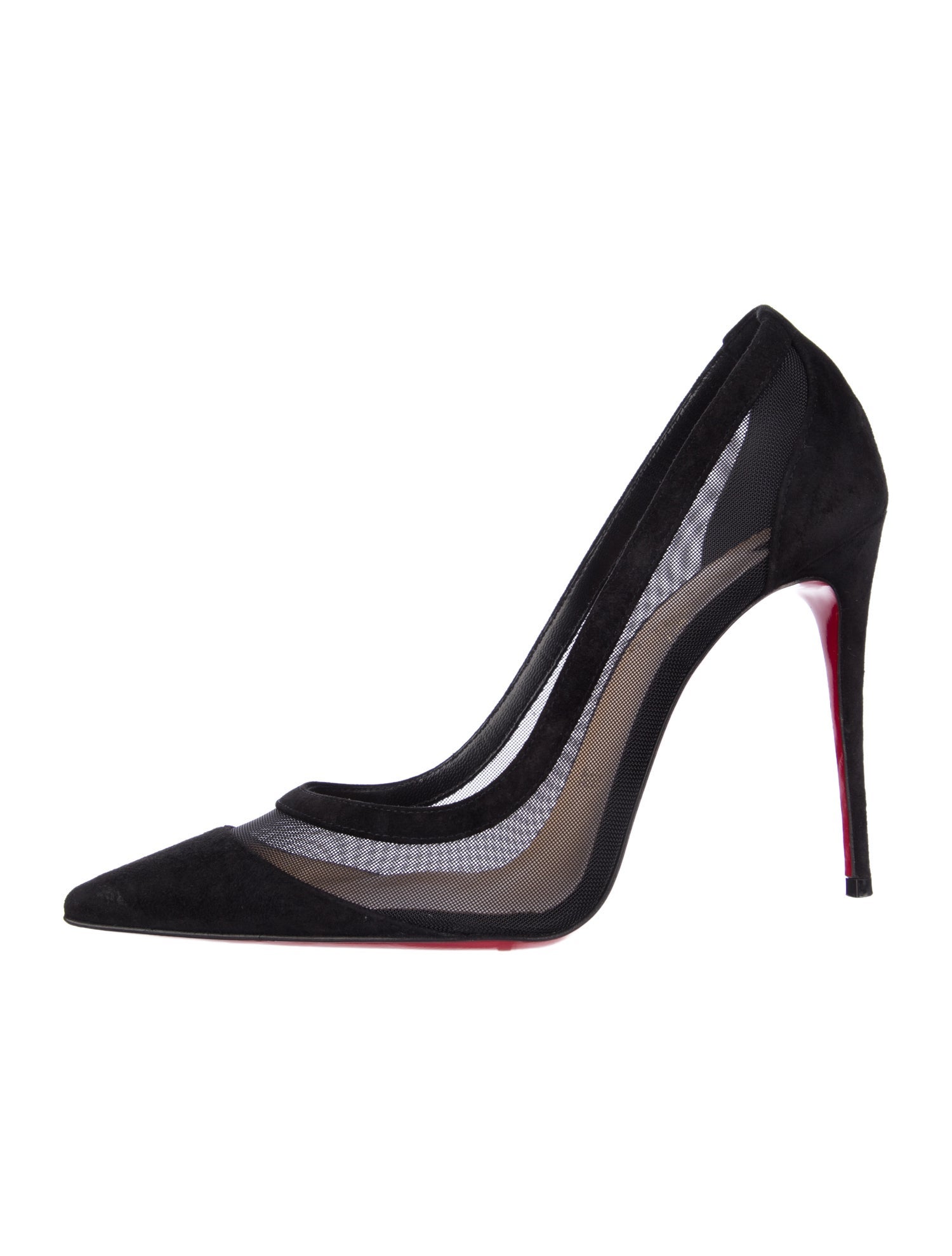 Christian Louboutin Suede Mesh Accents Pumps