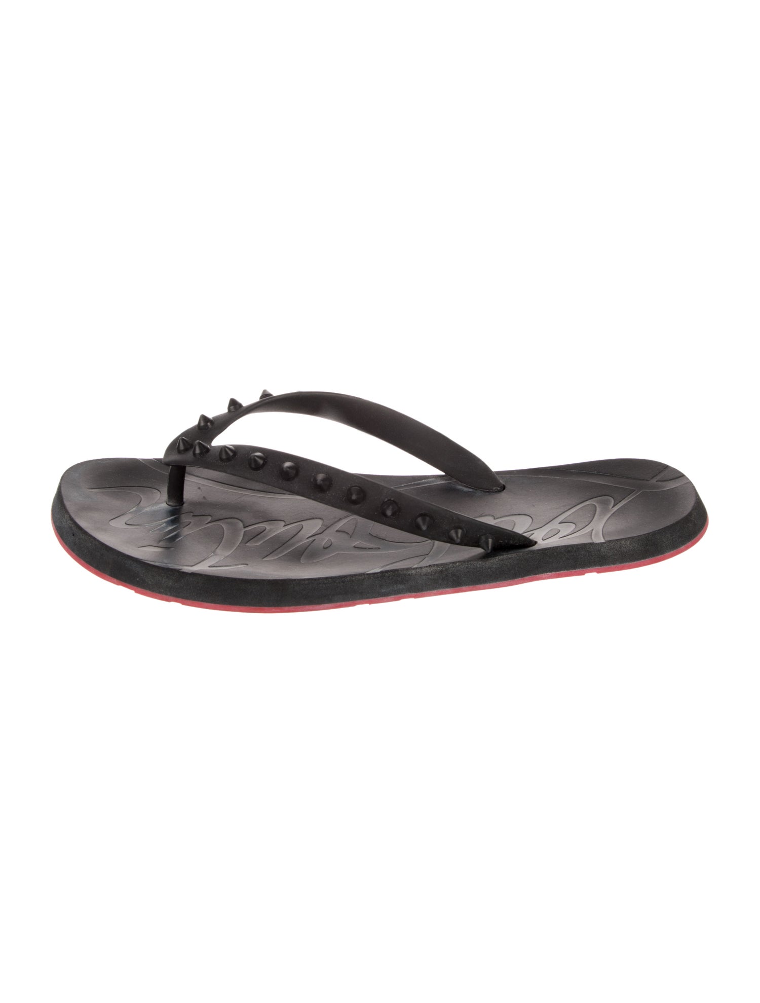 Christian Louboutin Spike Accents Rubber Flip Flops