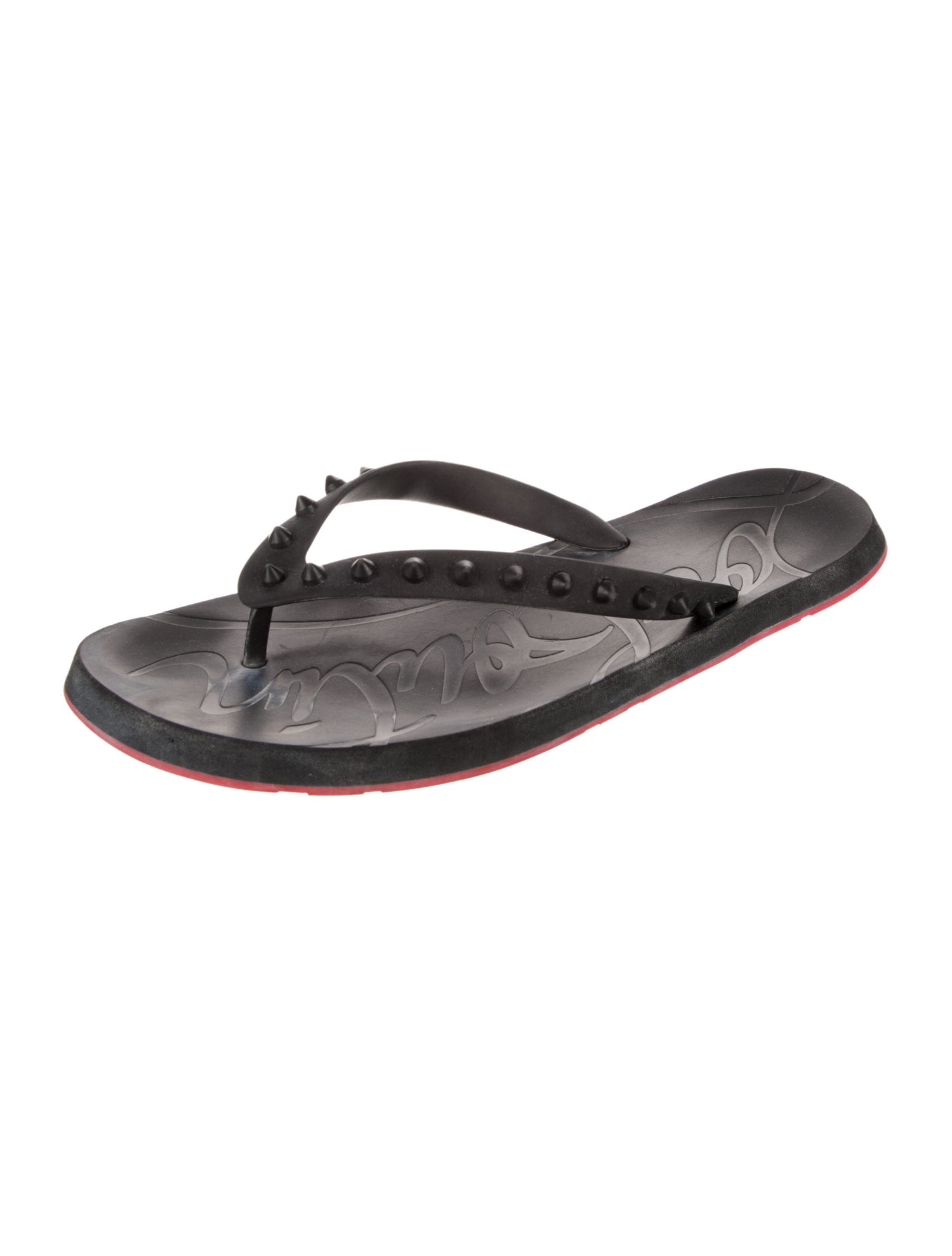 Christian Louboutin Spike Accents Rubber Flip Flops