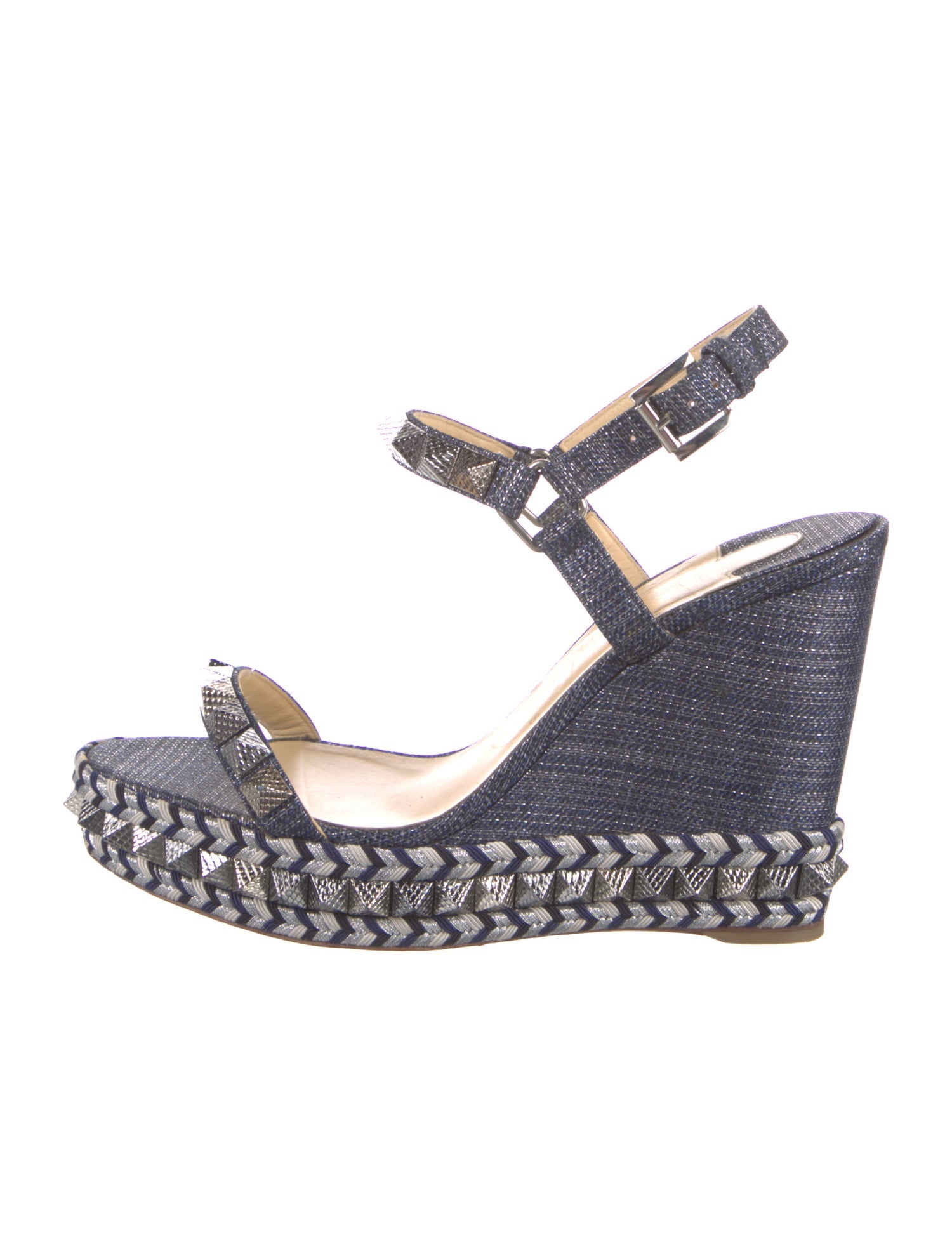 Christian Louboutin Rockstud Accents Denim Espadrilles