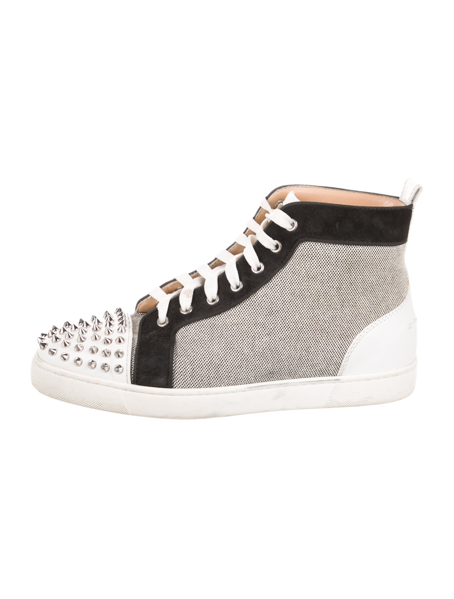 Christian Louboutin Spike Accents Canvas Sneakers