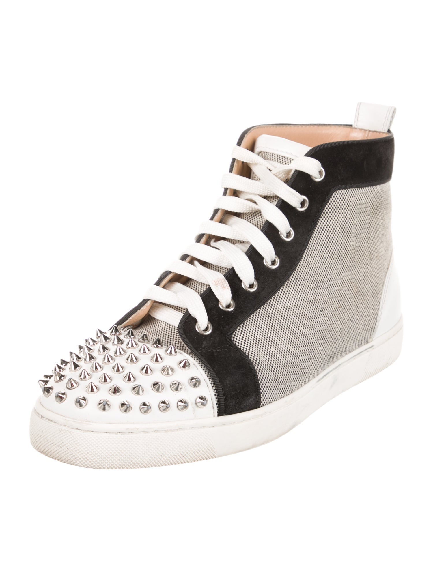 Christian Louboutin Spike Accents Canvas Sneakers