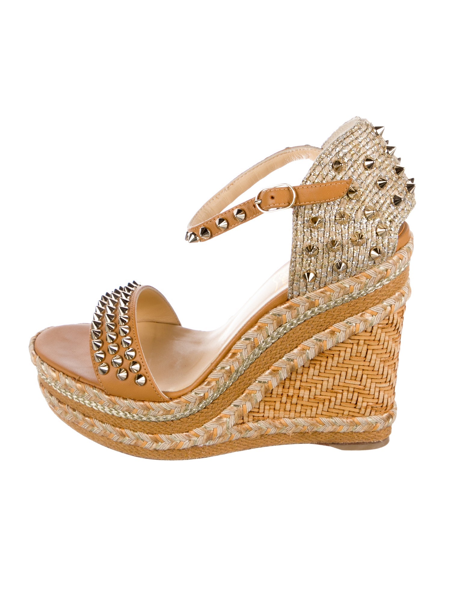 Christian Louboutin Spike Accents Leather Espadrilles