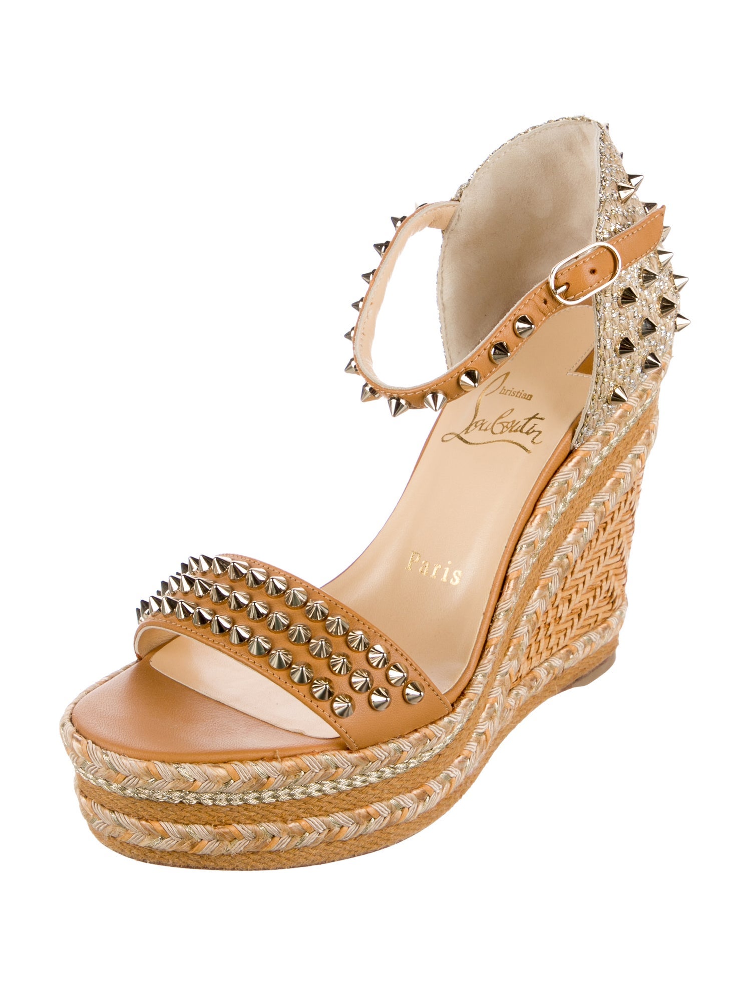 Christian Louboutin Spike Accents Leather Espadrilles