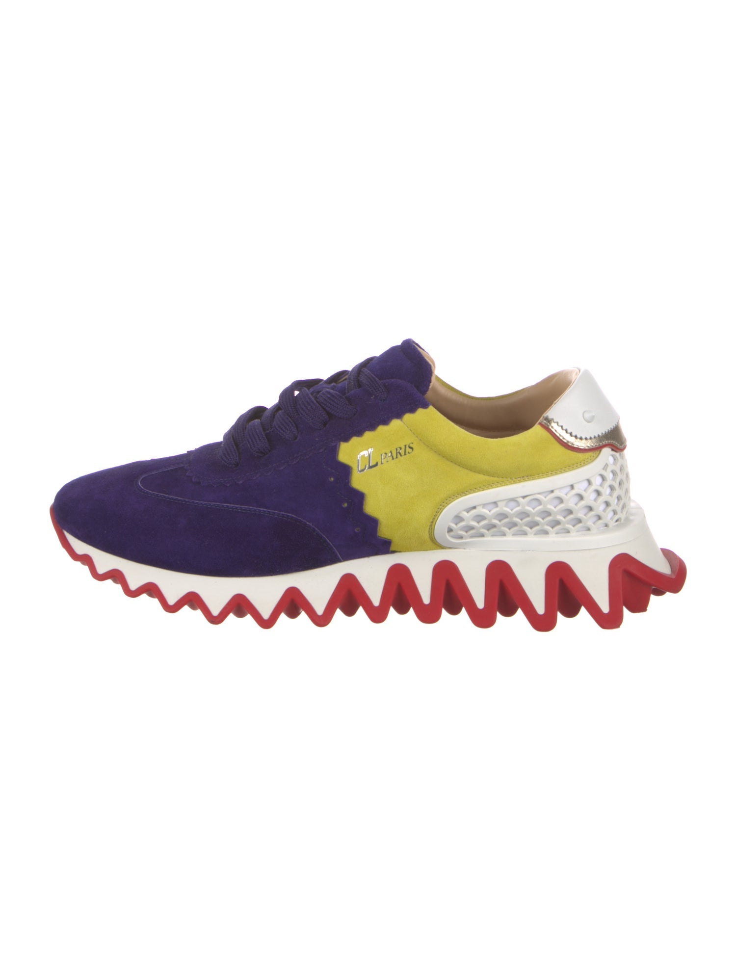 Christian Louboutin Suede Colorblock Pattern Athletic Sneakers