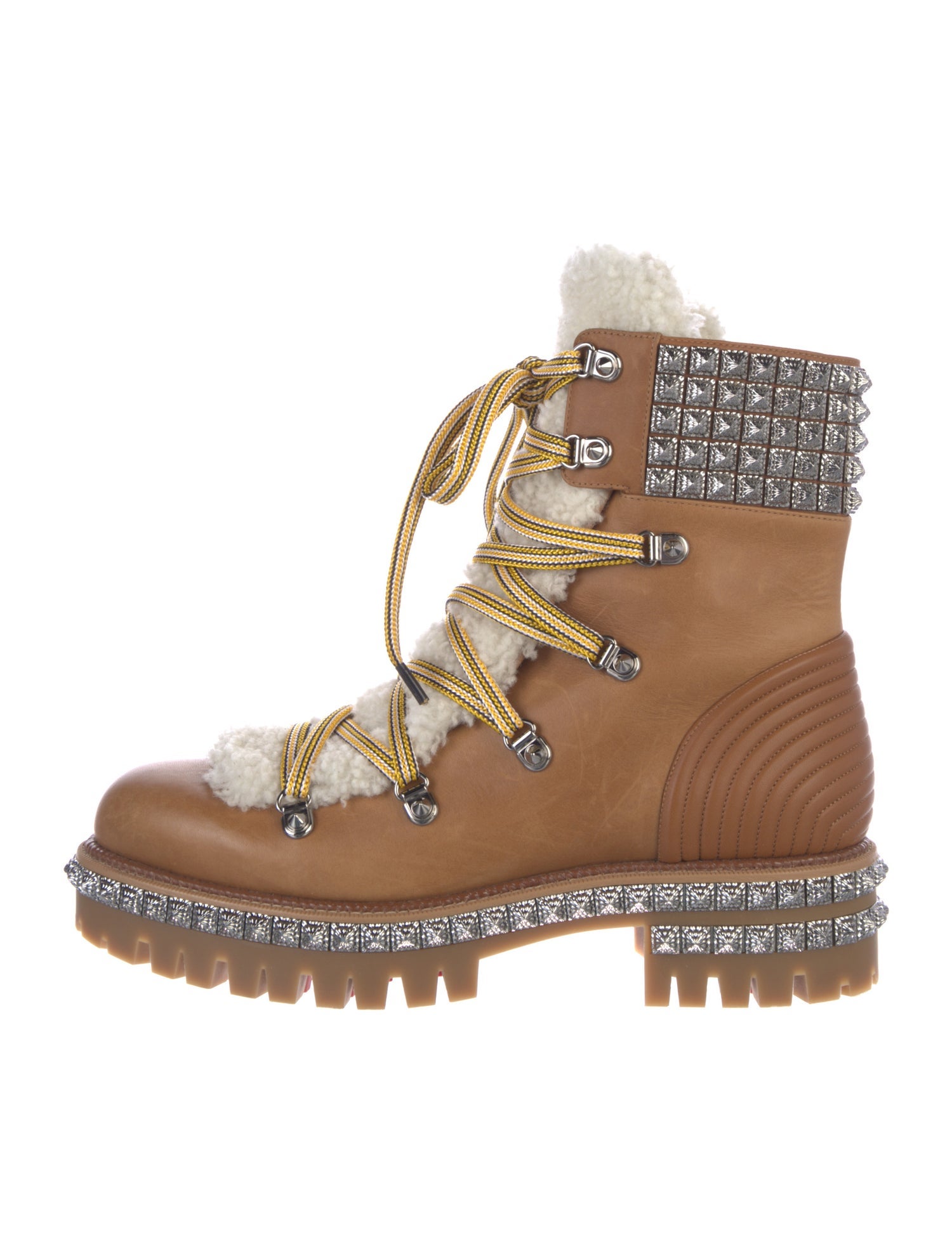 Christian Louboutin Spike Accents Leather Hiking Boots