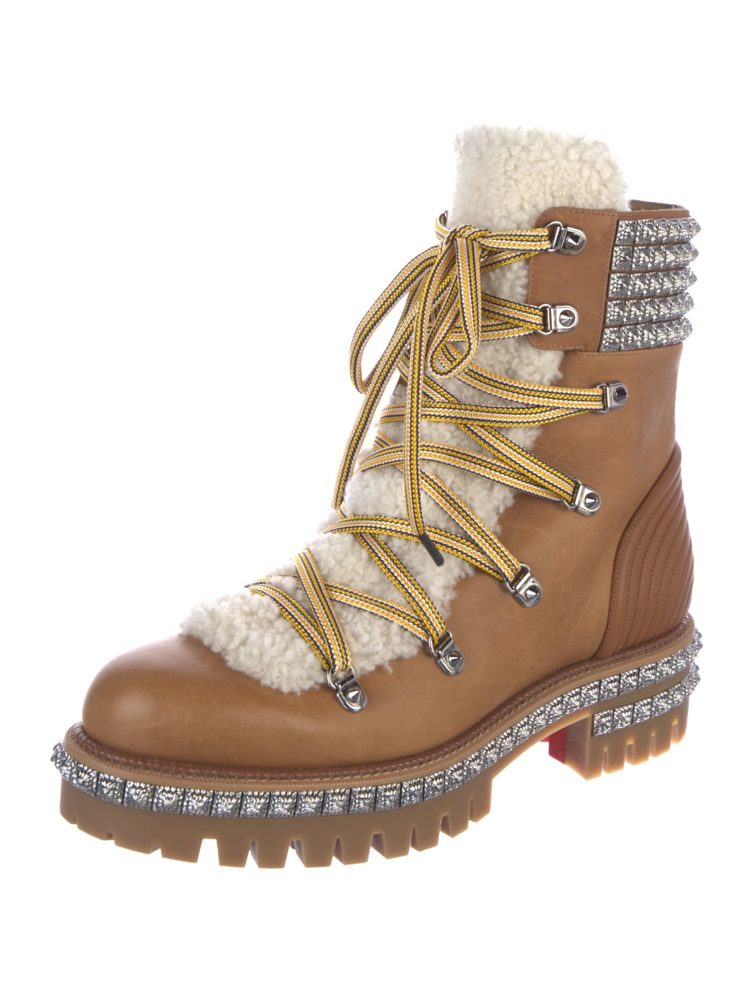 Christian Louboutin Spike Accents Leather Hiking Boots