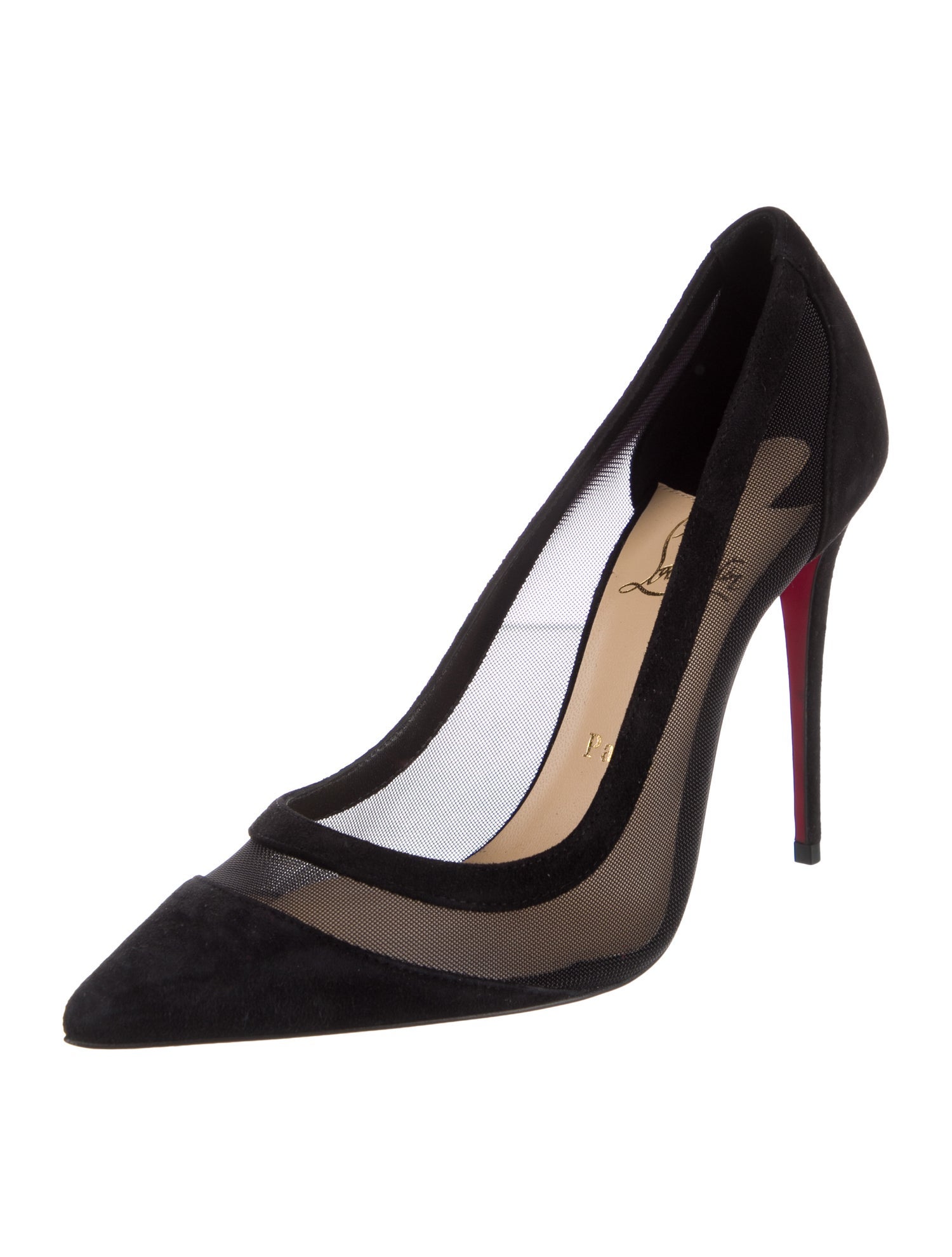 Christian Louboutin Suede Mesh Accents Pumps