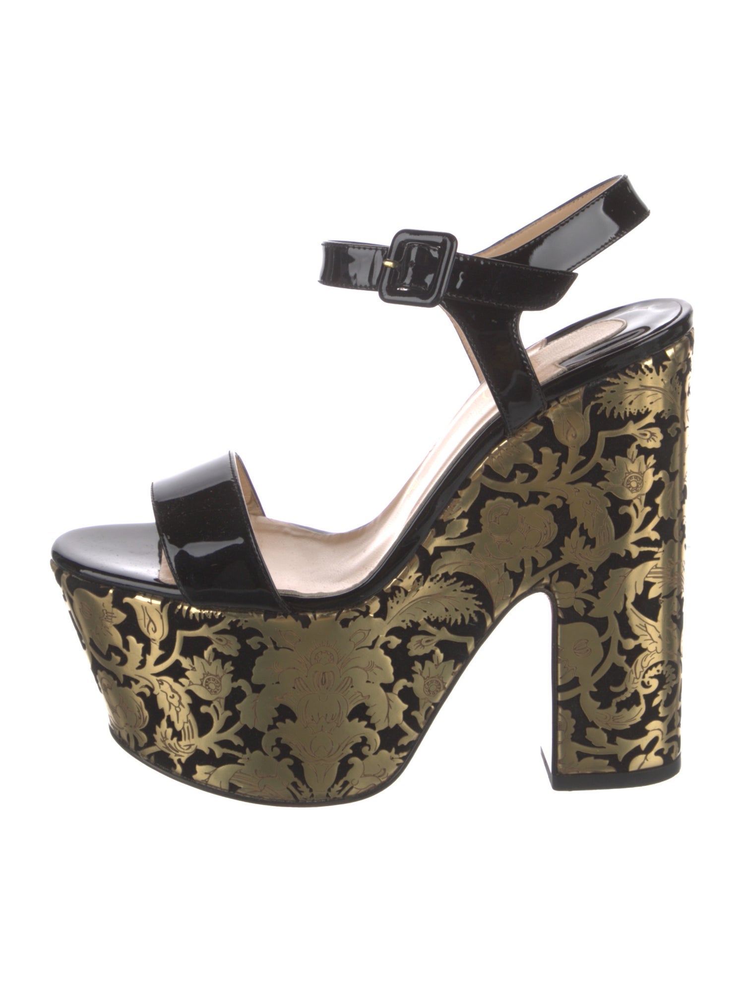 Christian Louboutin Patent Leather Floral Print Sandals