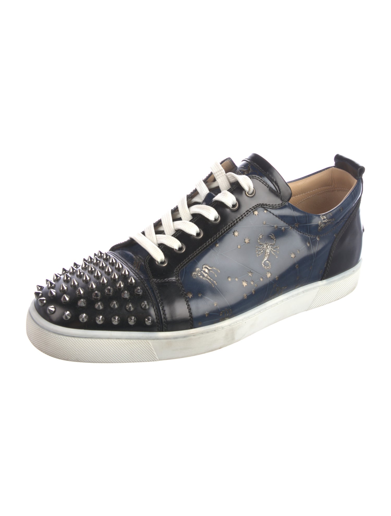 Christian Louboutin Spike Accents Patent Leather Sneakers