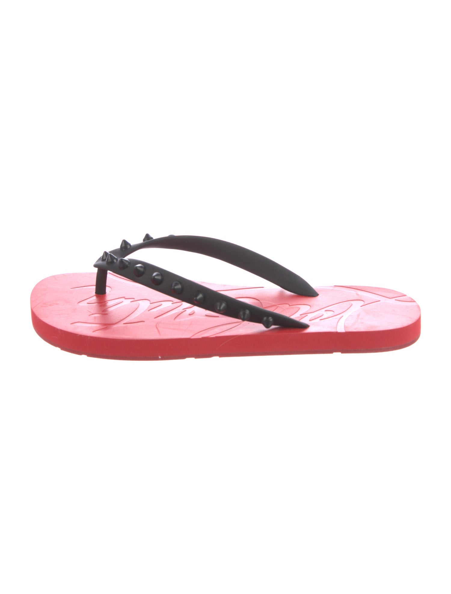 Christian Louboutin Spike Accents Rubber Flip Flops