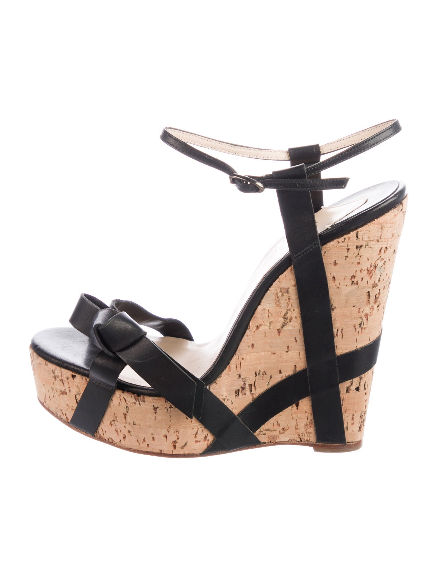 Christian Louboutin Leather Bow Accents Slingback Sandals