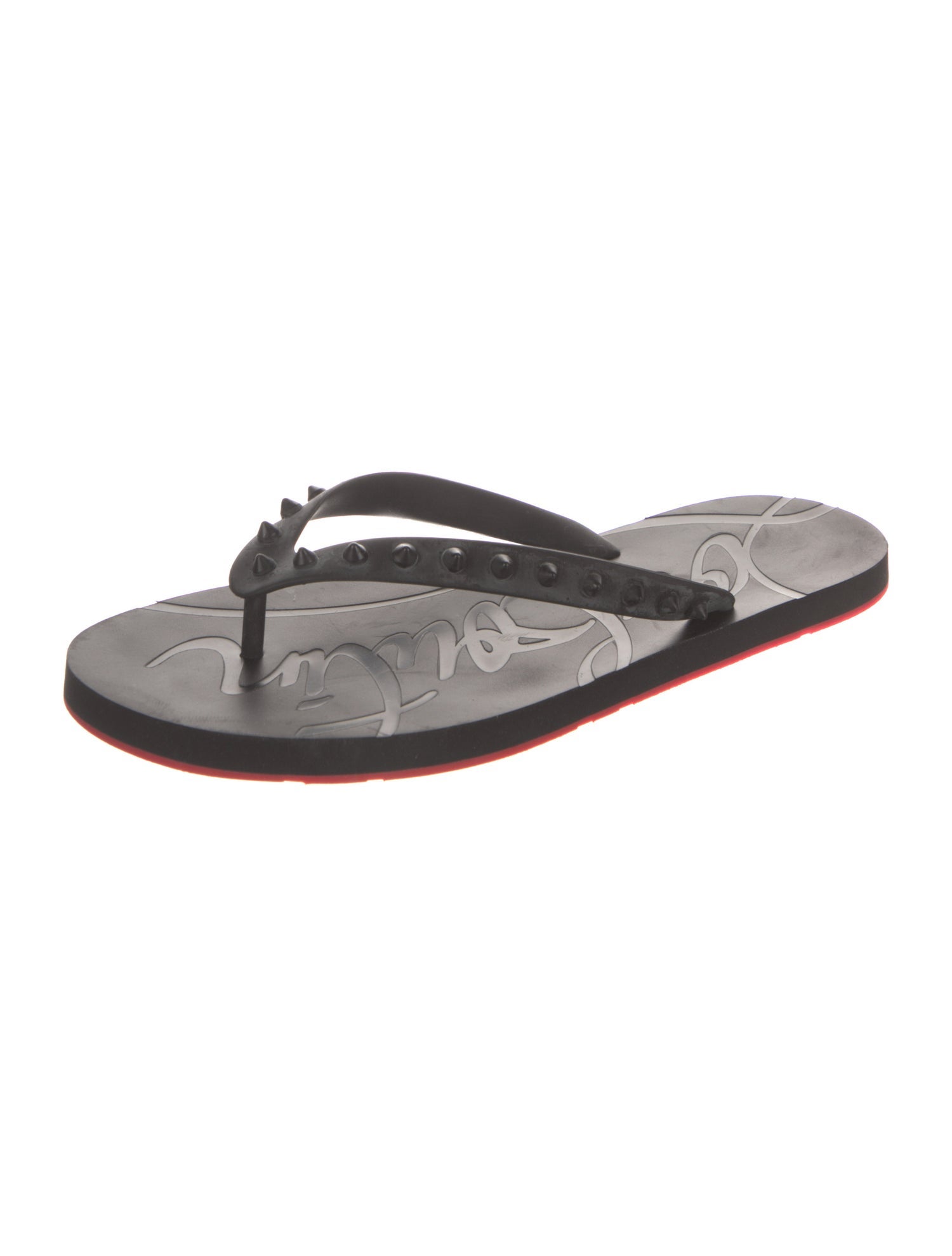 Christian Louboutin Spike Accents Rubber Flip Flops