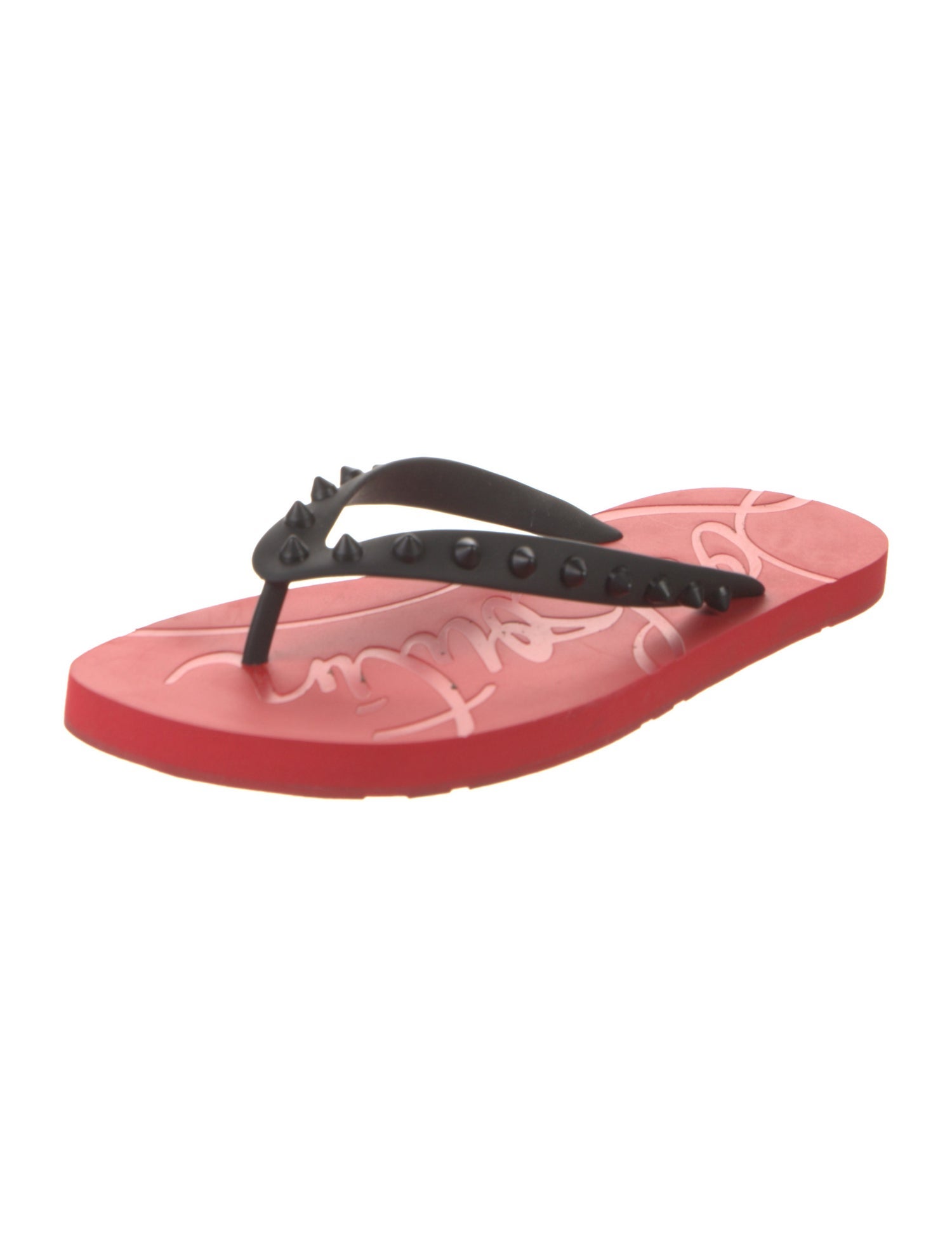 Christian Louboutin Spike Accents Rubber Flip Flops