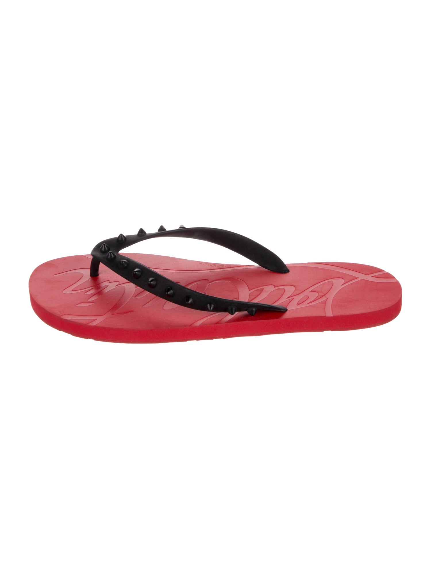 Christian Louboutin Spike Accents Rubber Flip Flops