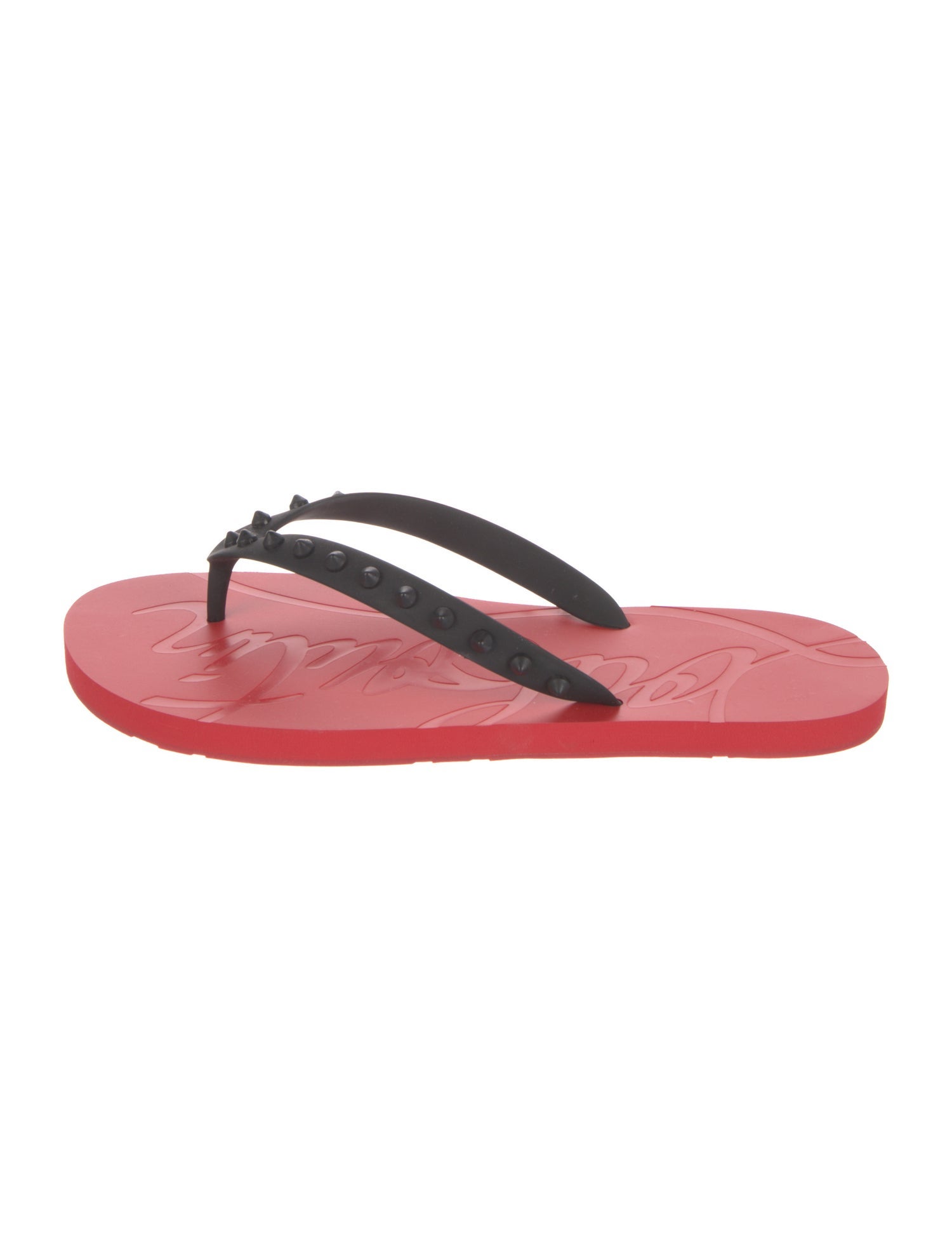 Christian Louboutin Spike Accents Rubber Flip Flops