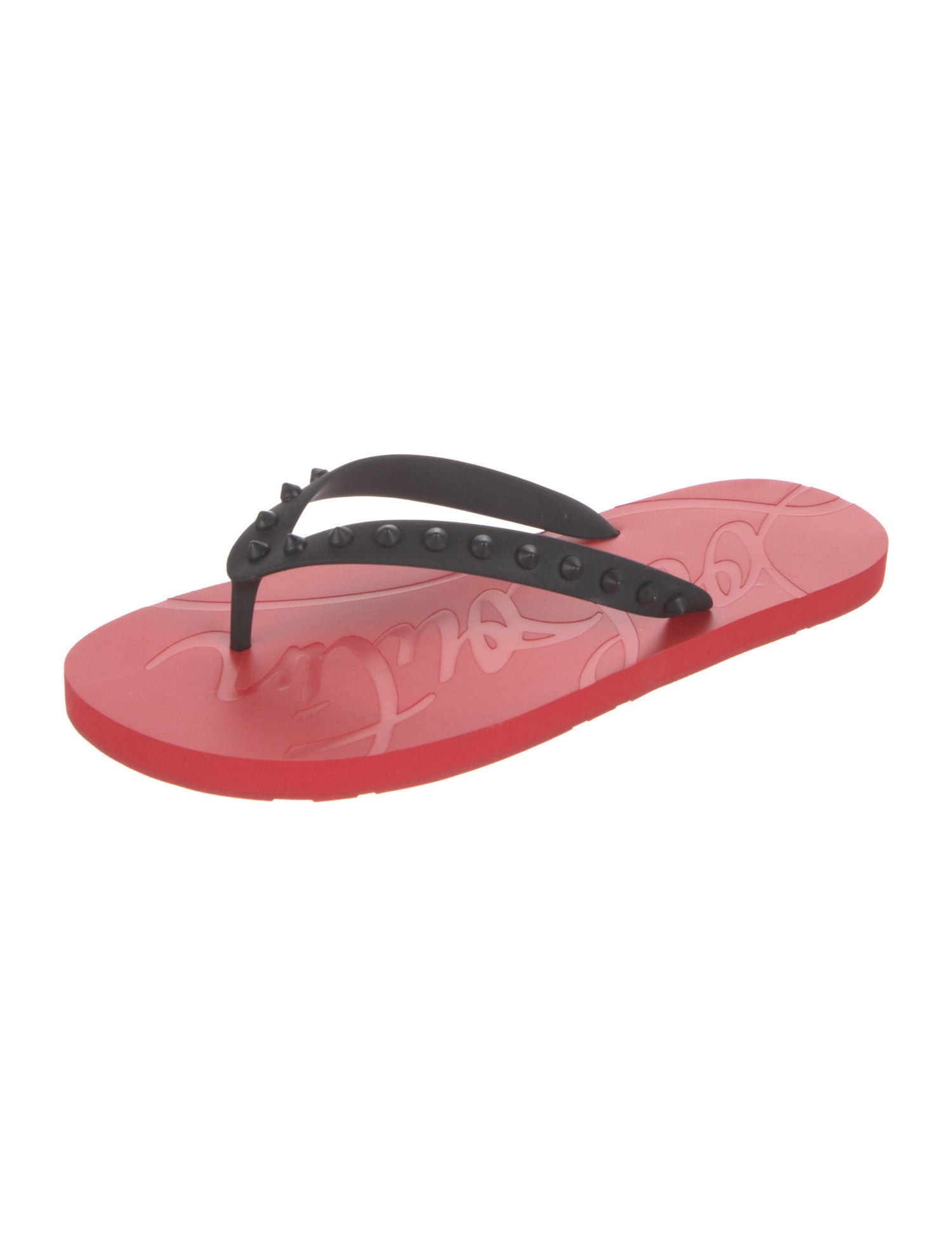 Christian Louboutin Spike Accents Rubber Flip Flops