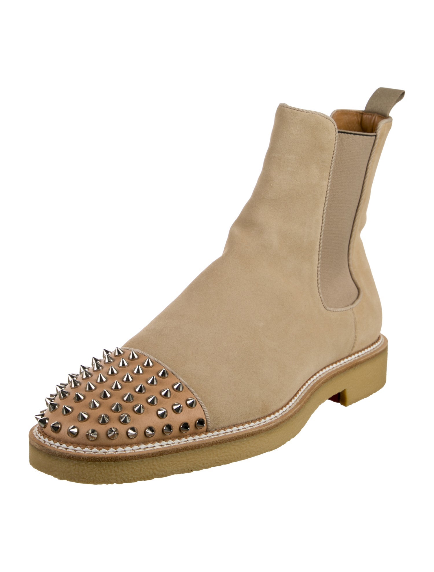 Christian Louboutin Spike Accents Suede Chelsea Boots