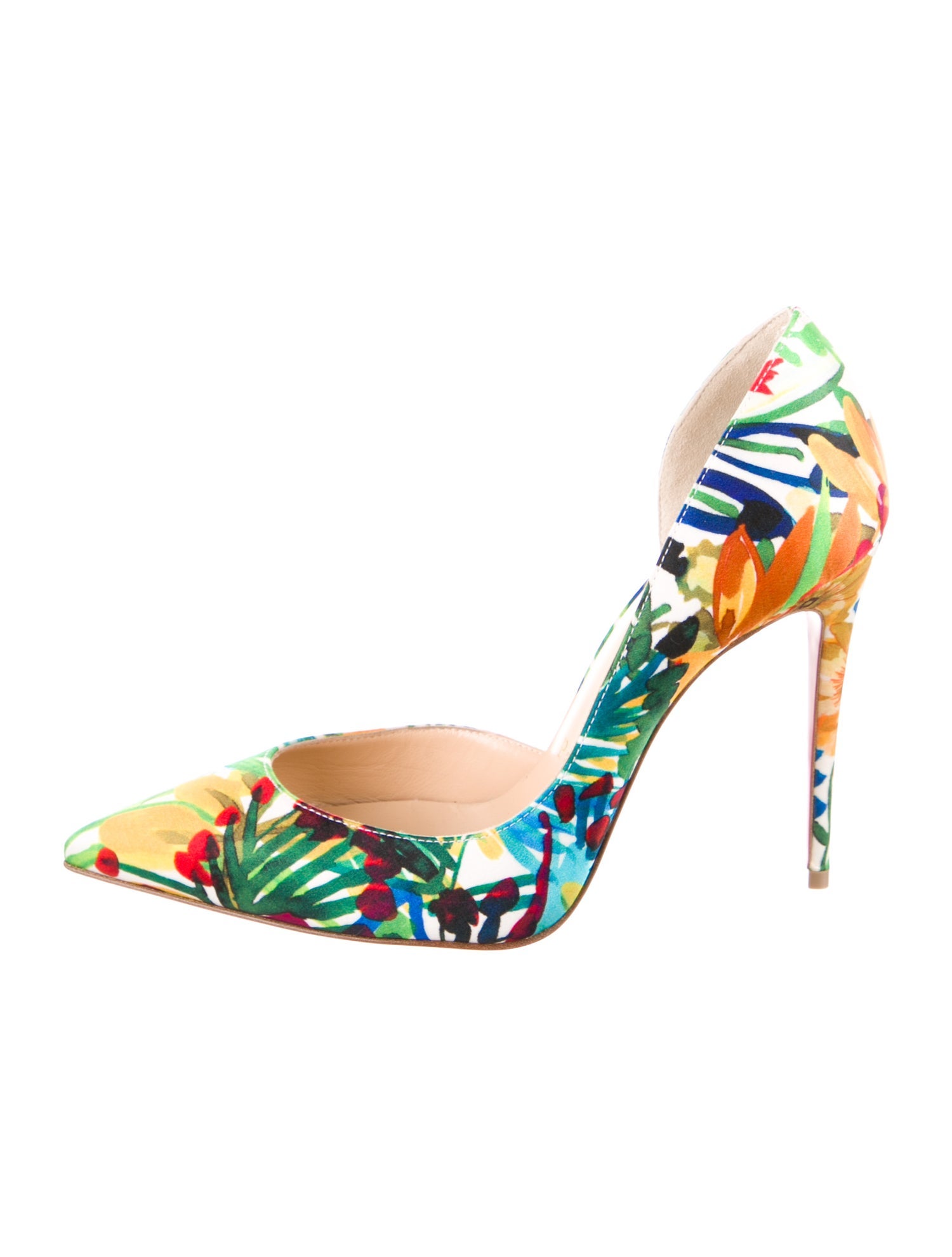 Christian Louboutin Satin Printed D'Orsay Pumps