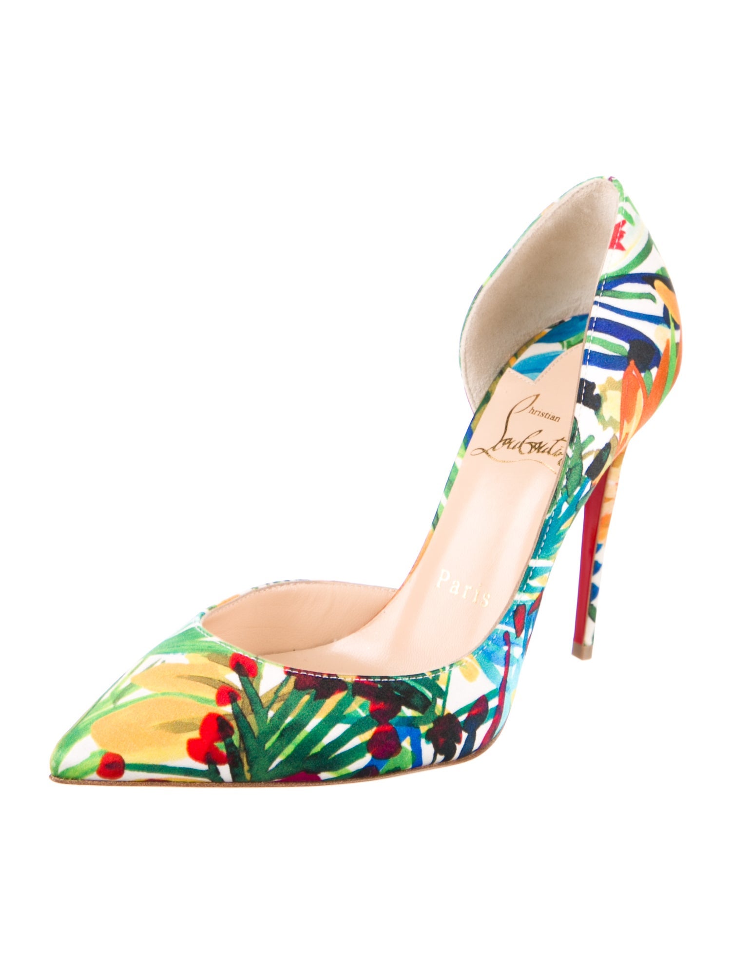 Christian Louboutin Satin Printed D'Orsay Pumps