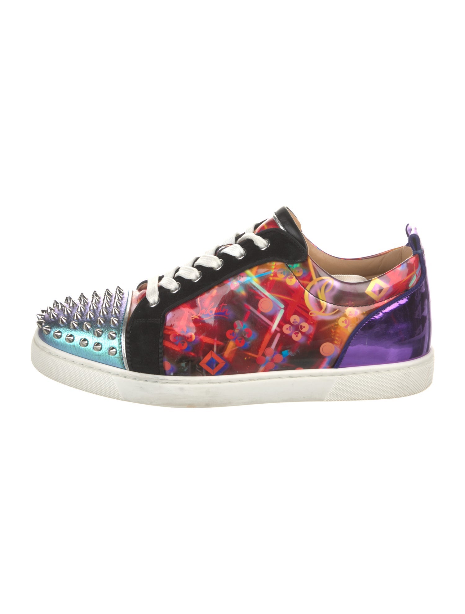 Christian Louboutin Spike Accents Patent Leather Sneakers
