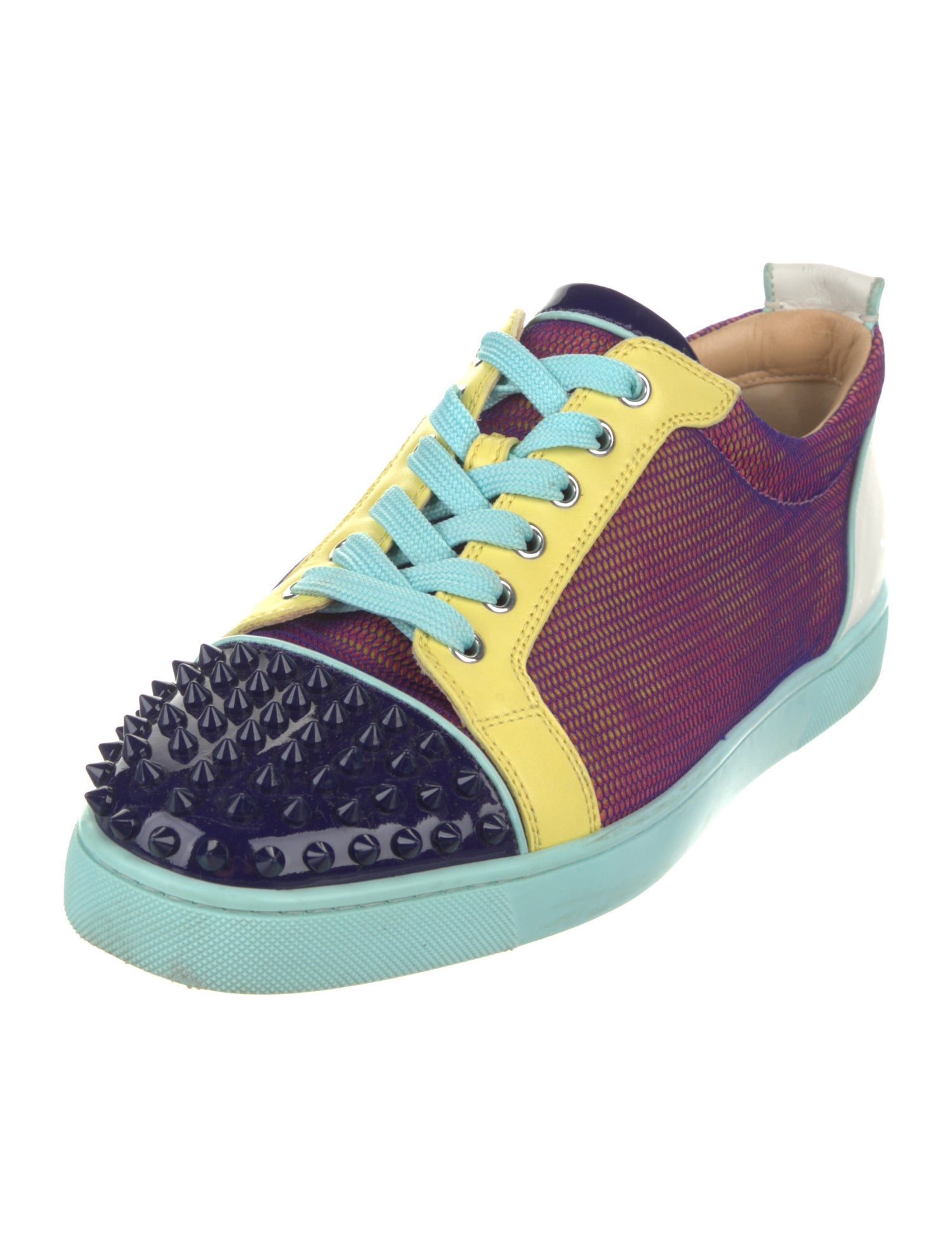 Christian Louboutin Mesh Colorblock Pattern Sneakers