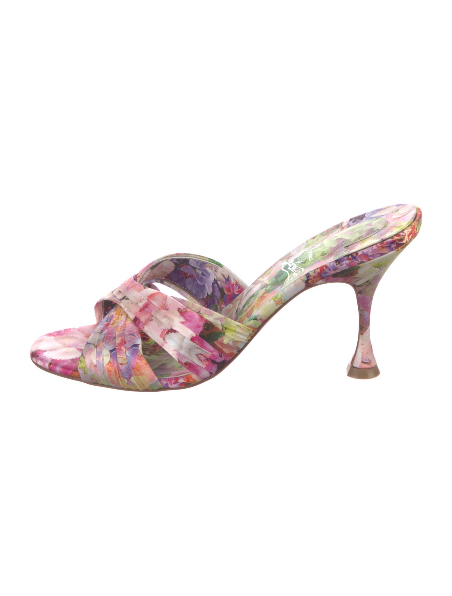 Christian Louboutin Satin Floral Print Slides