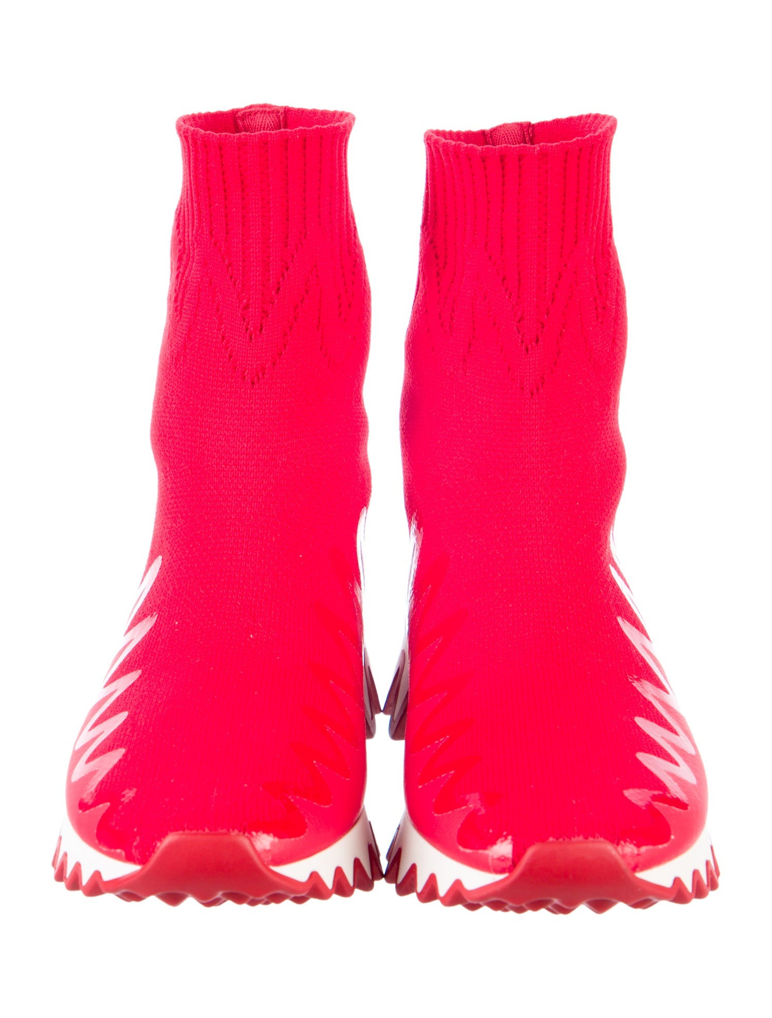 Christian Louboutin Kids Boys' Red Knitted High-Top "Sharky Sock" Sneakers