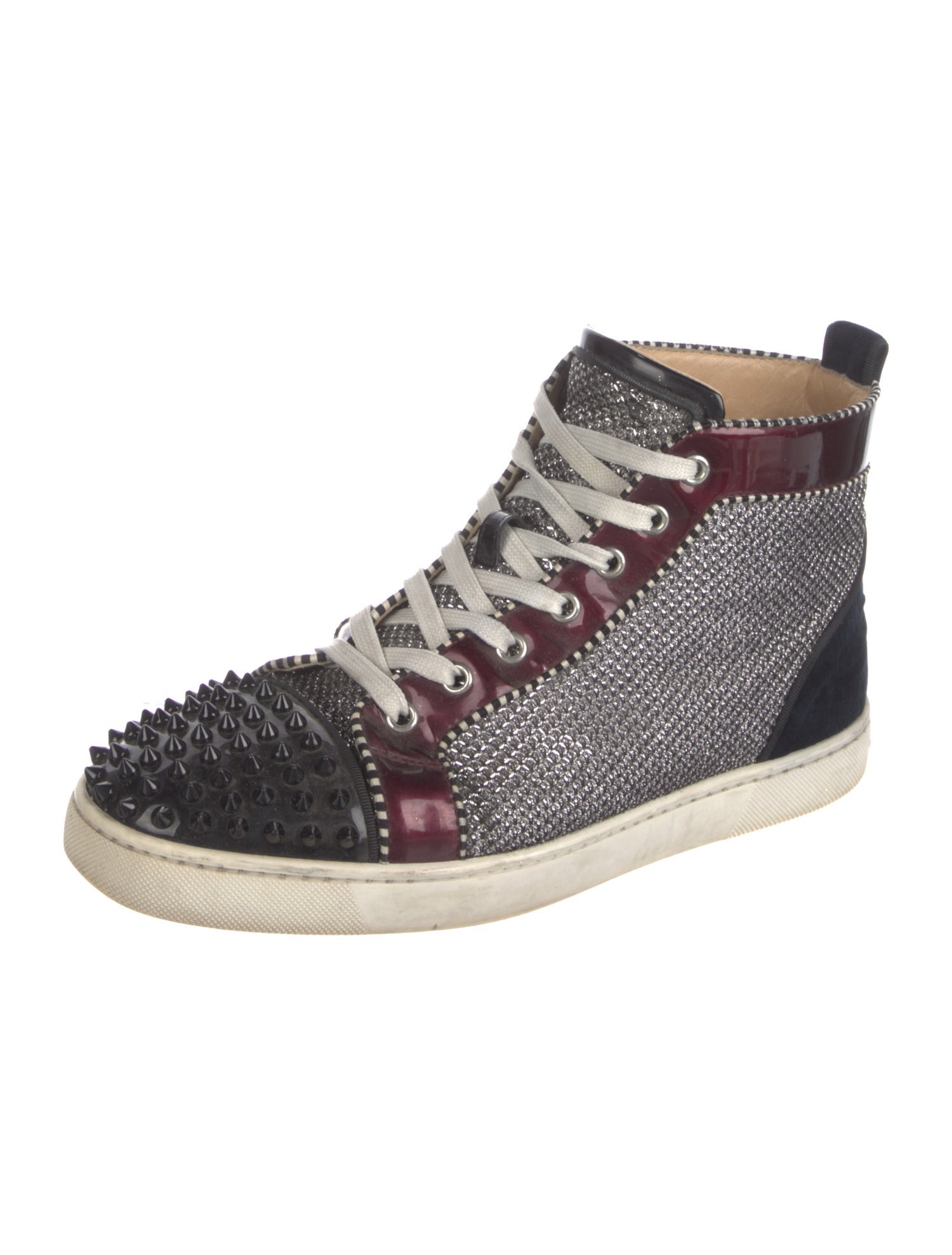 Christian Louboutin Spike Accents Glitter Sneakers