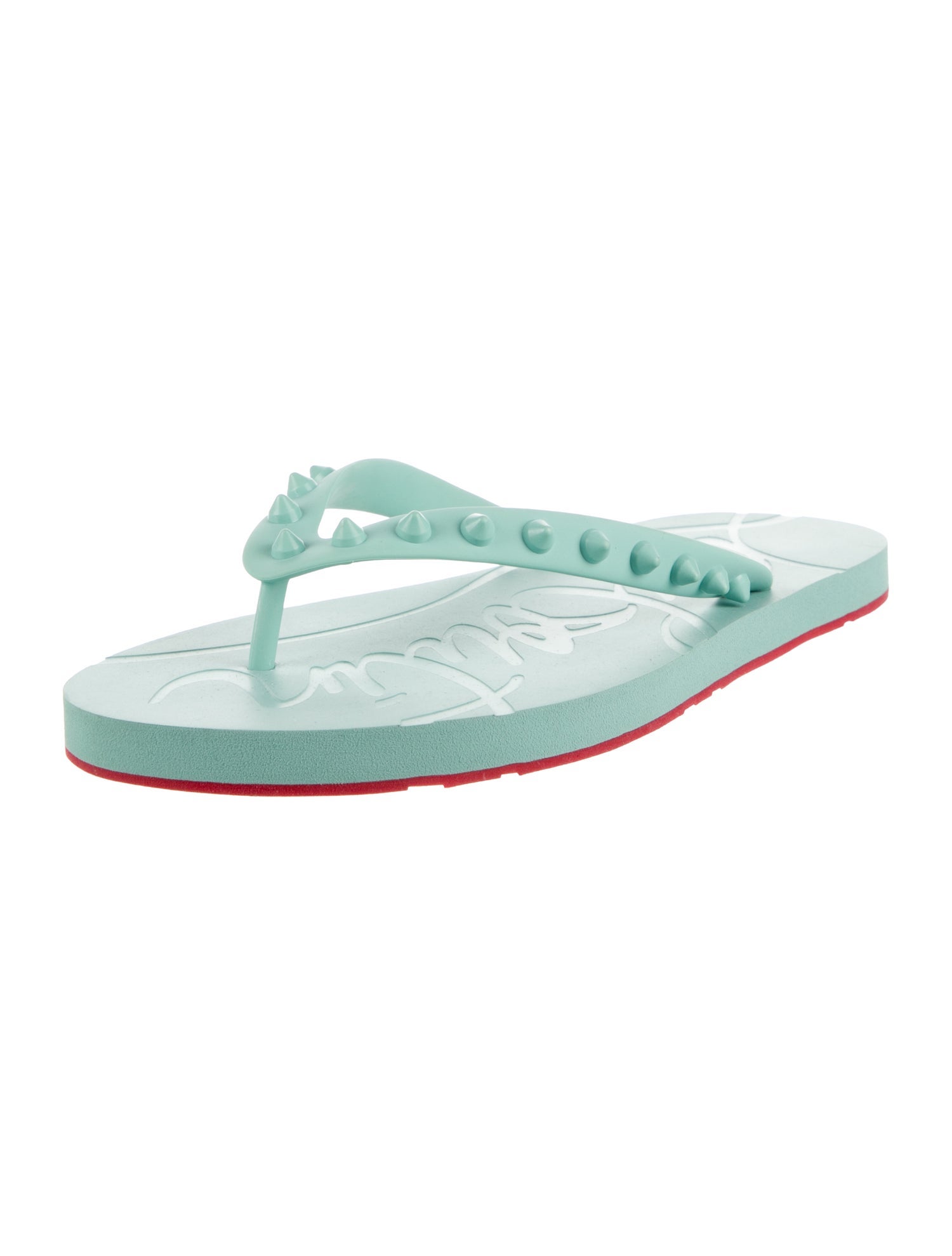 Christian Louboutin Spike Accents Rubber Flip Flops