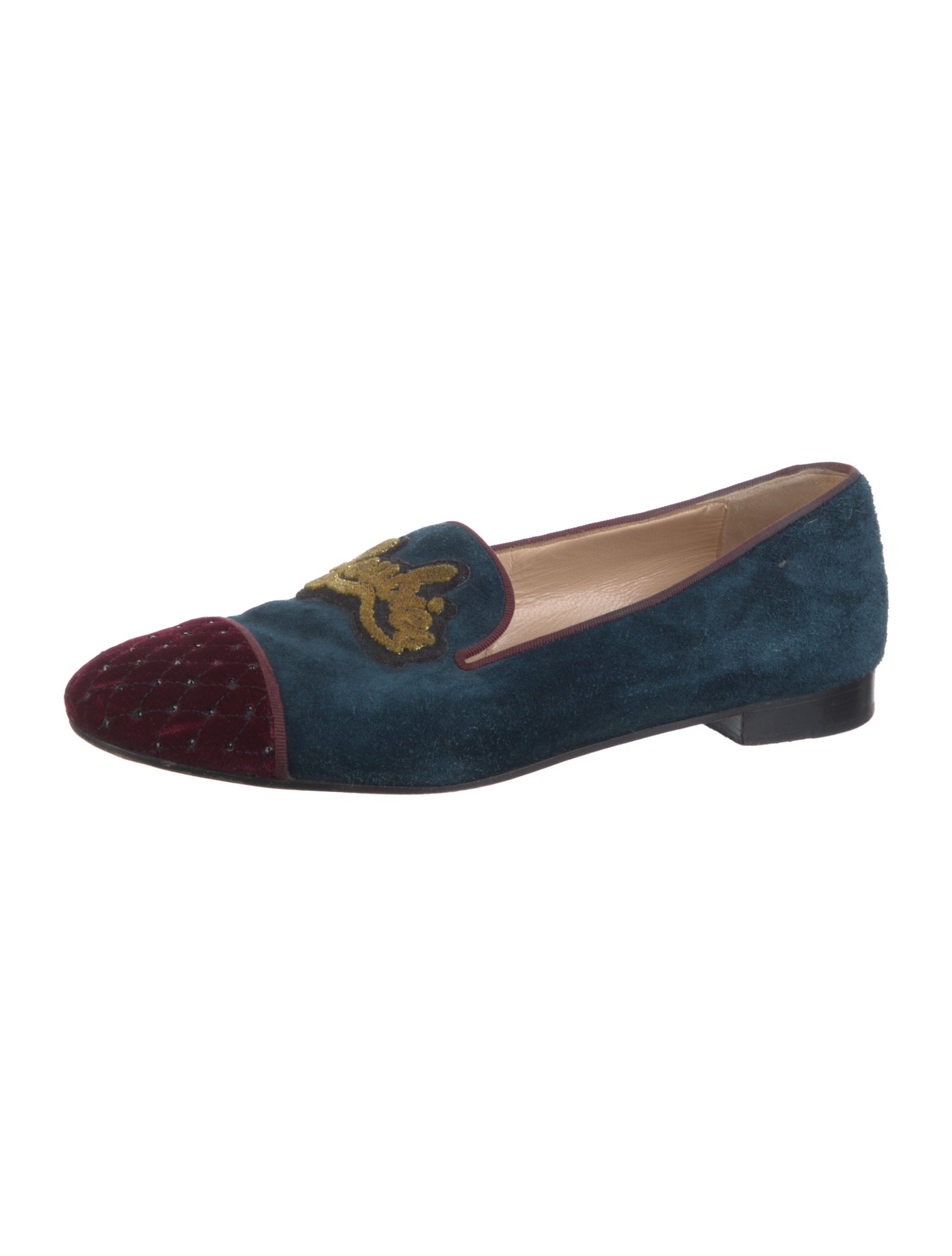 Christian Louboutin Suede Colorblock Pattern Loafers