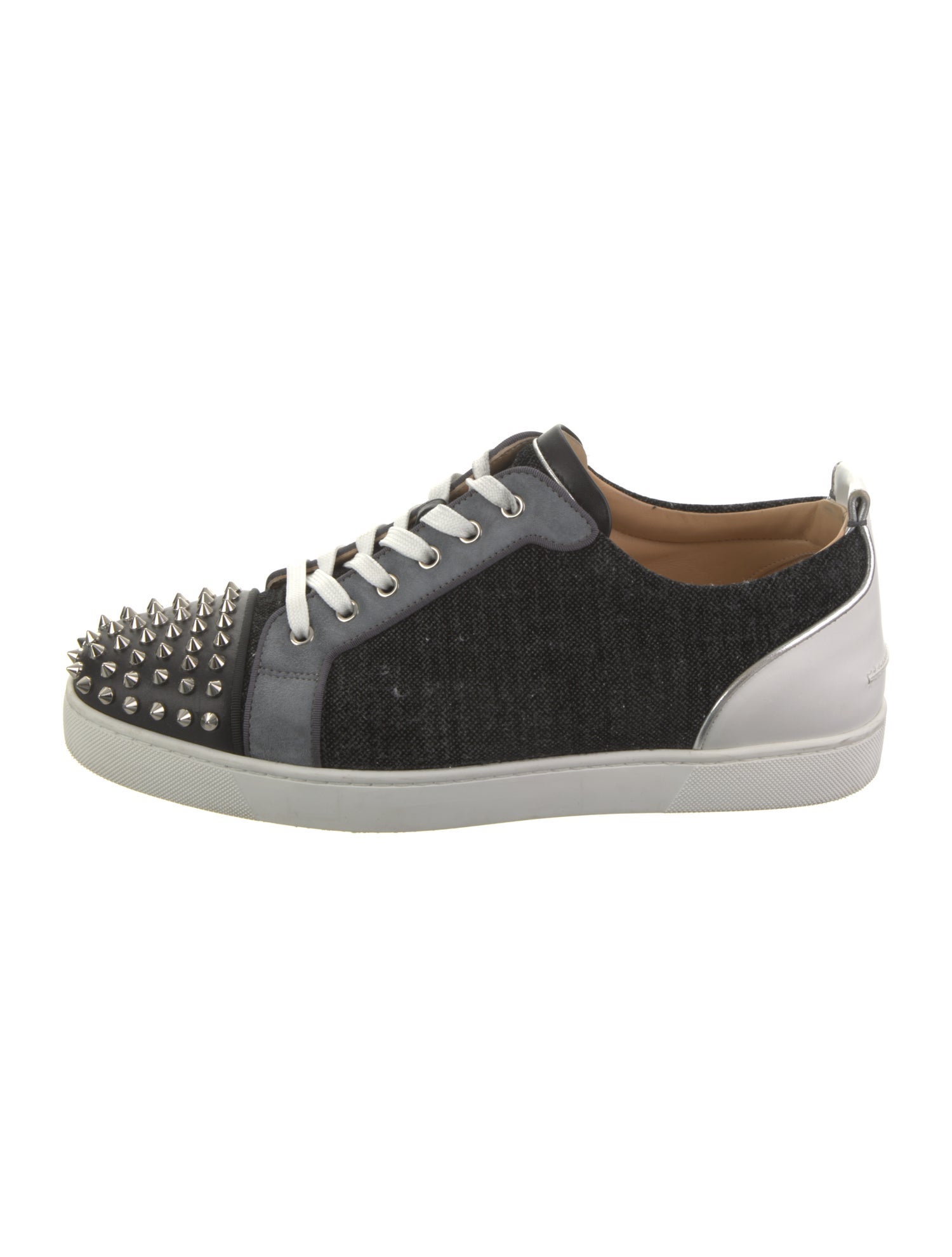 Christian Louboutin Spike Accents Colorblock Pattern Sneakers