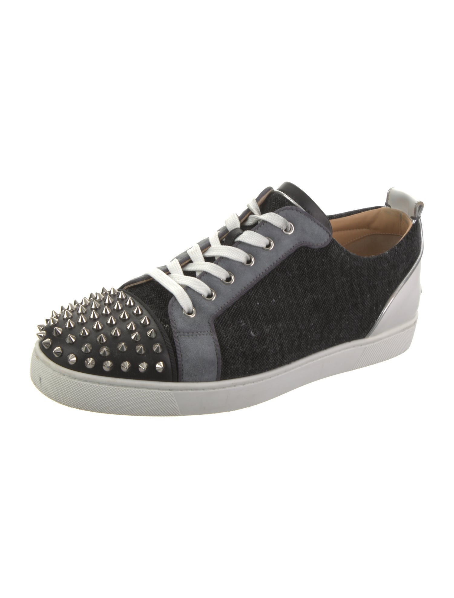 Christian Louboutin Spike Accents Colorblock Pattern Sneakers