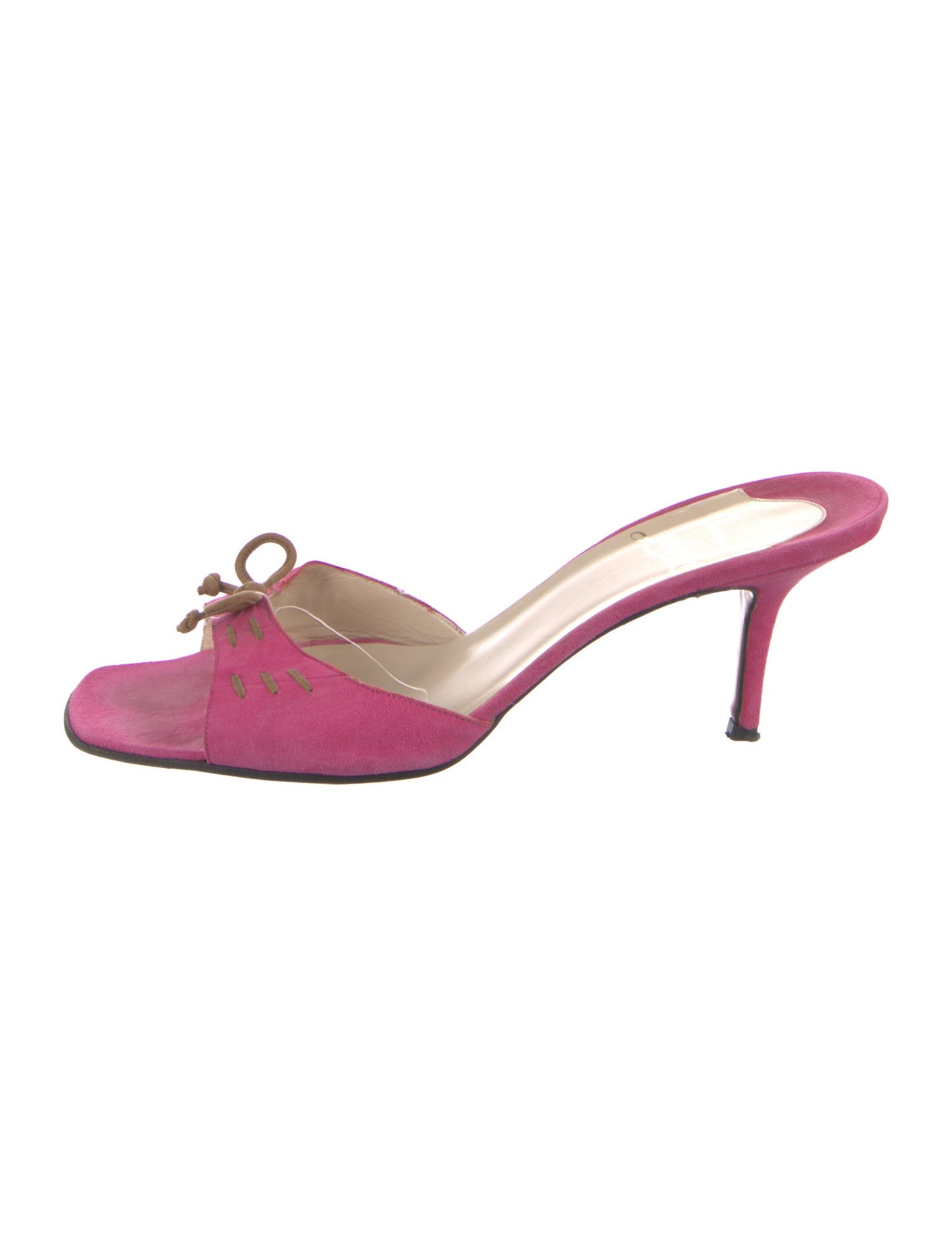 Christian Louboutin Suede Bow Accents Slides